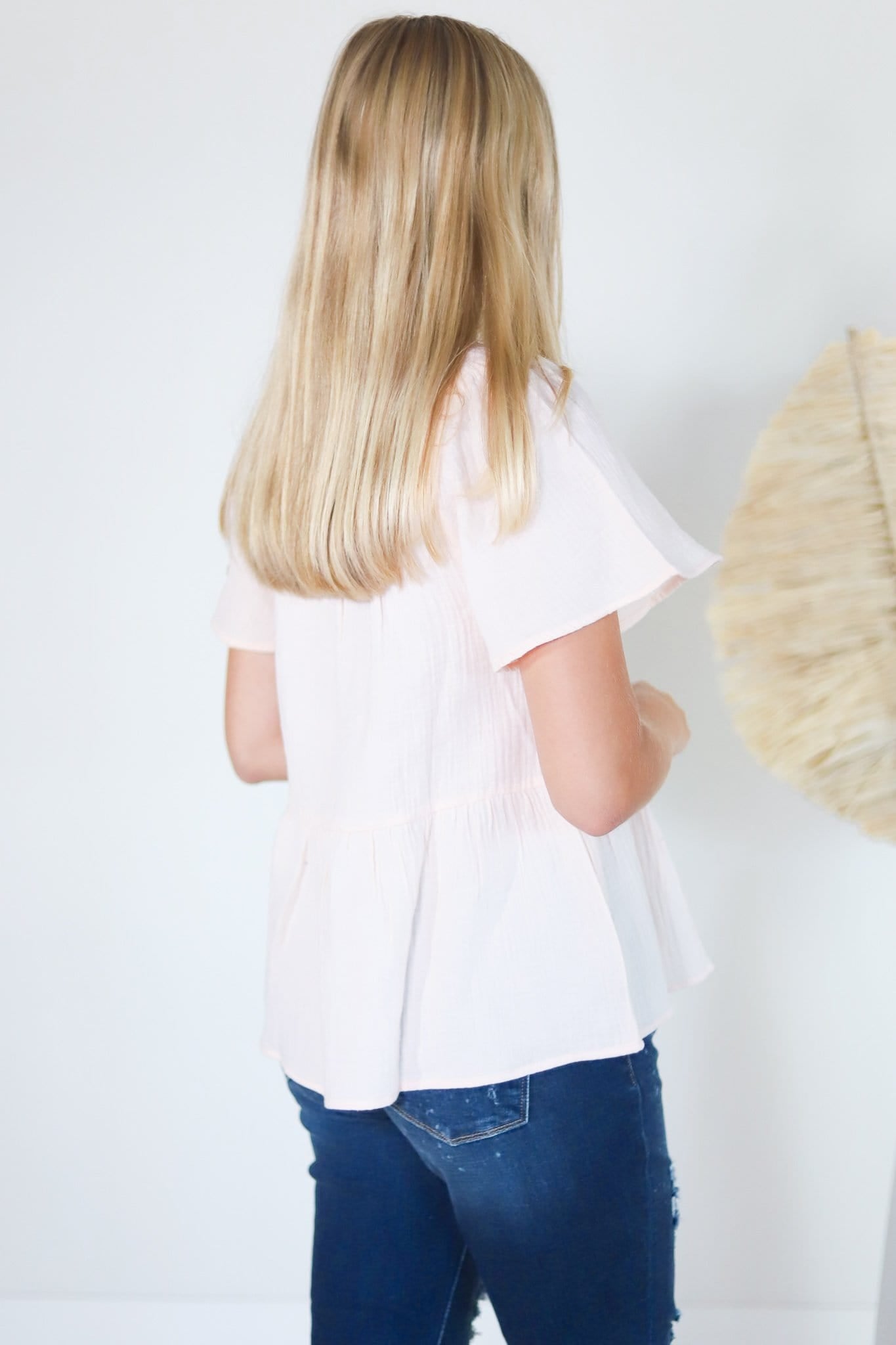 Diamond Embroidered Peplum Top