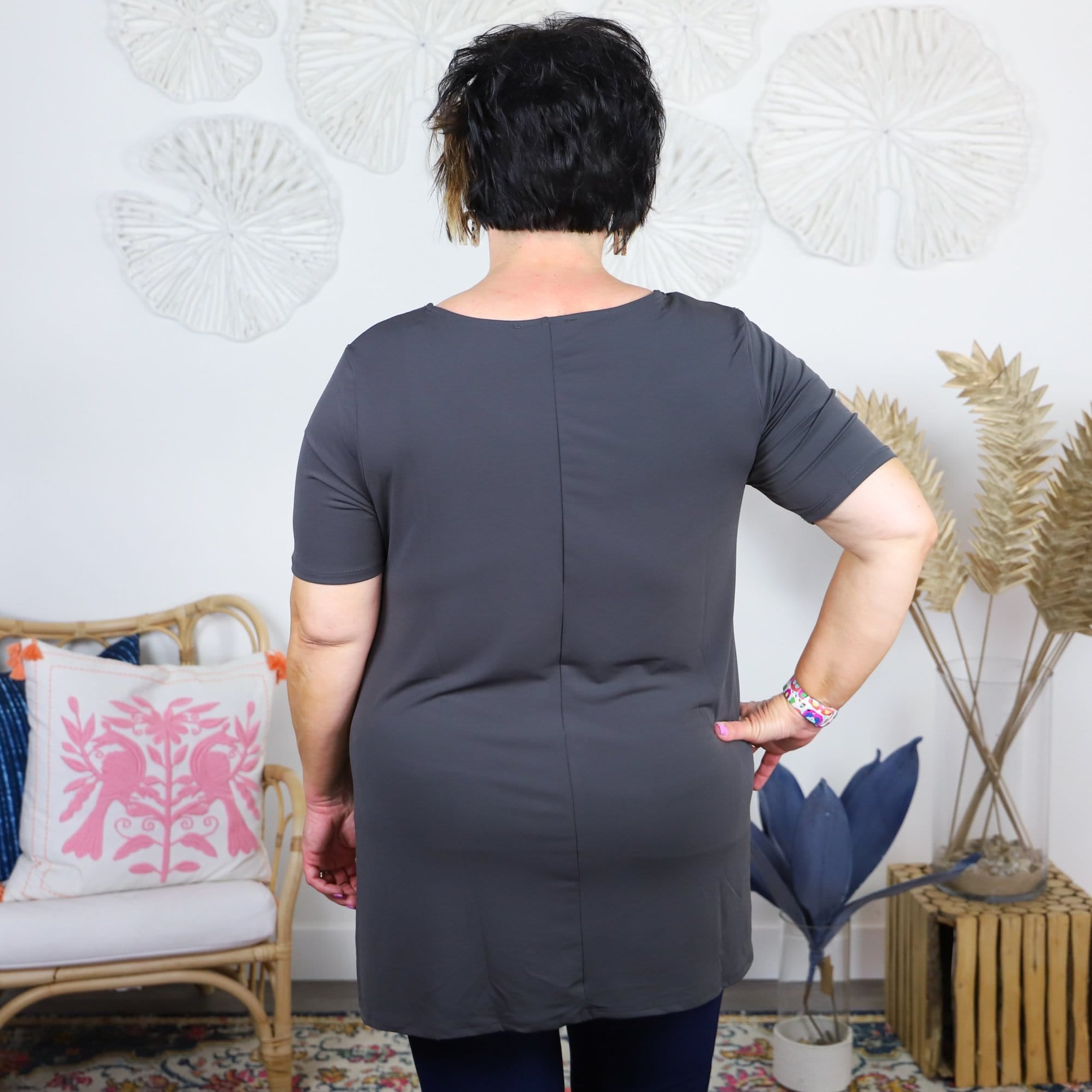 Front Overlap Chiffon Contrast Top