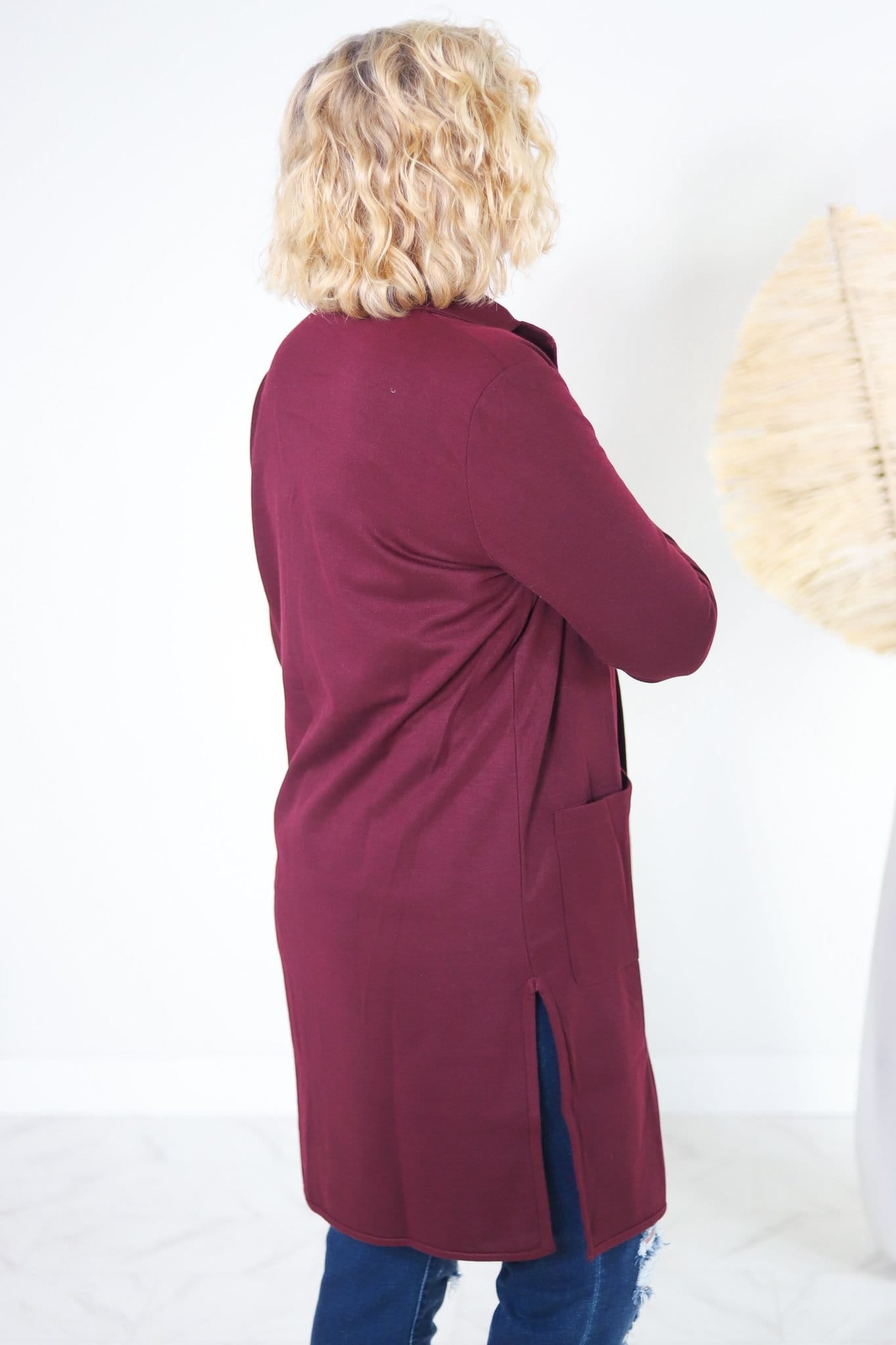 Wine Bailey Open Front Coat