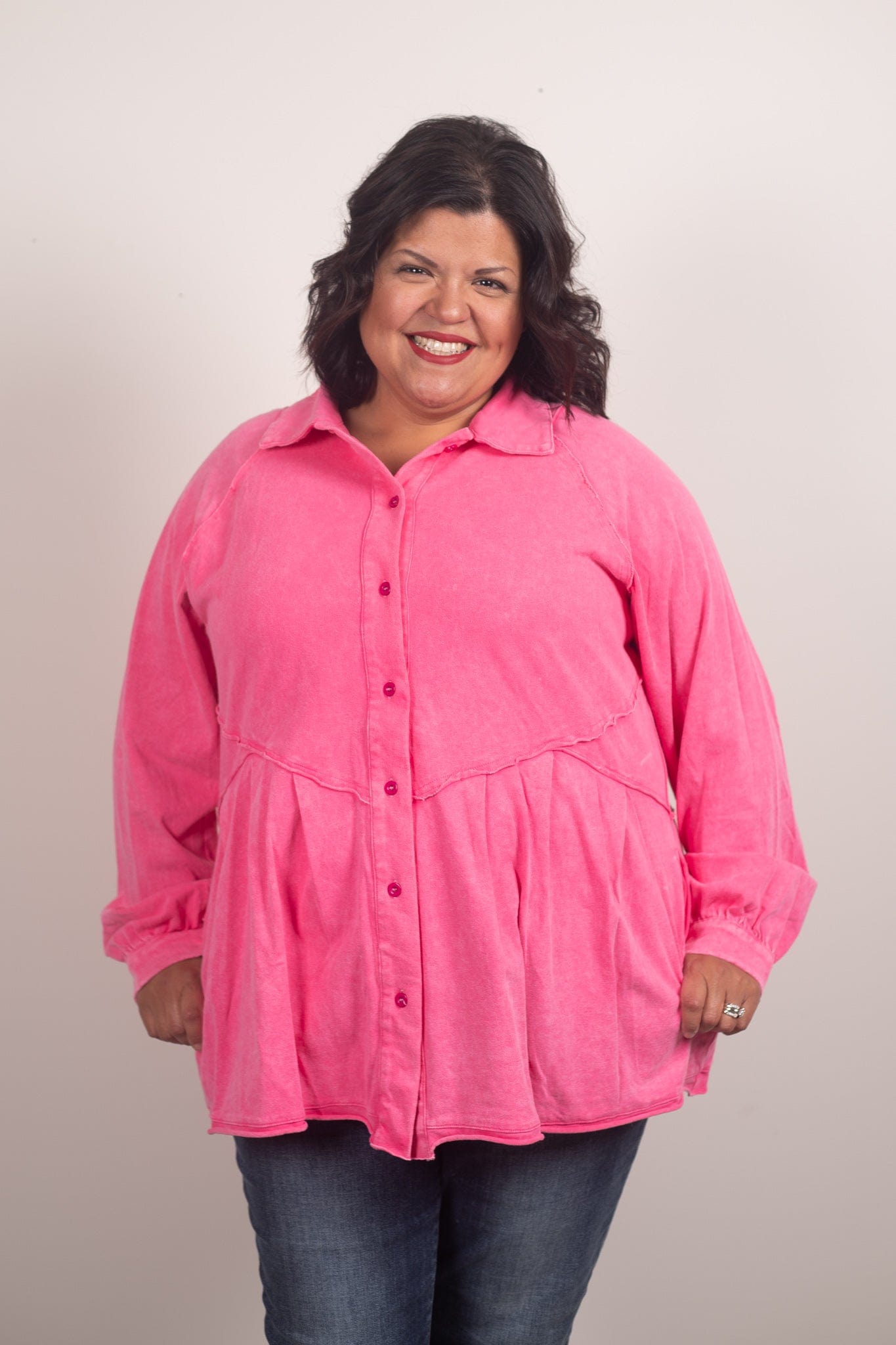 Fuchsia Washed Shacket Cardigan