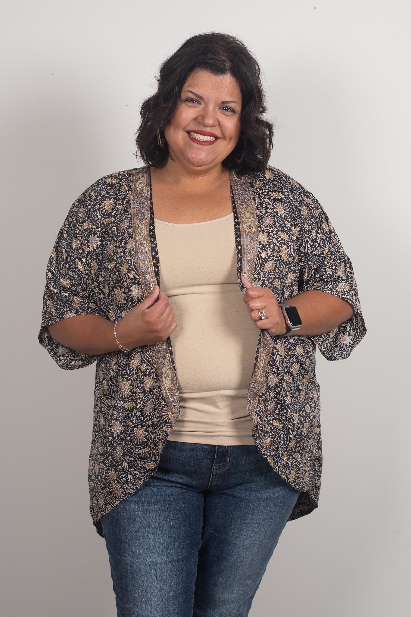 Black Metallic Print Light Cardigan