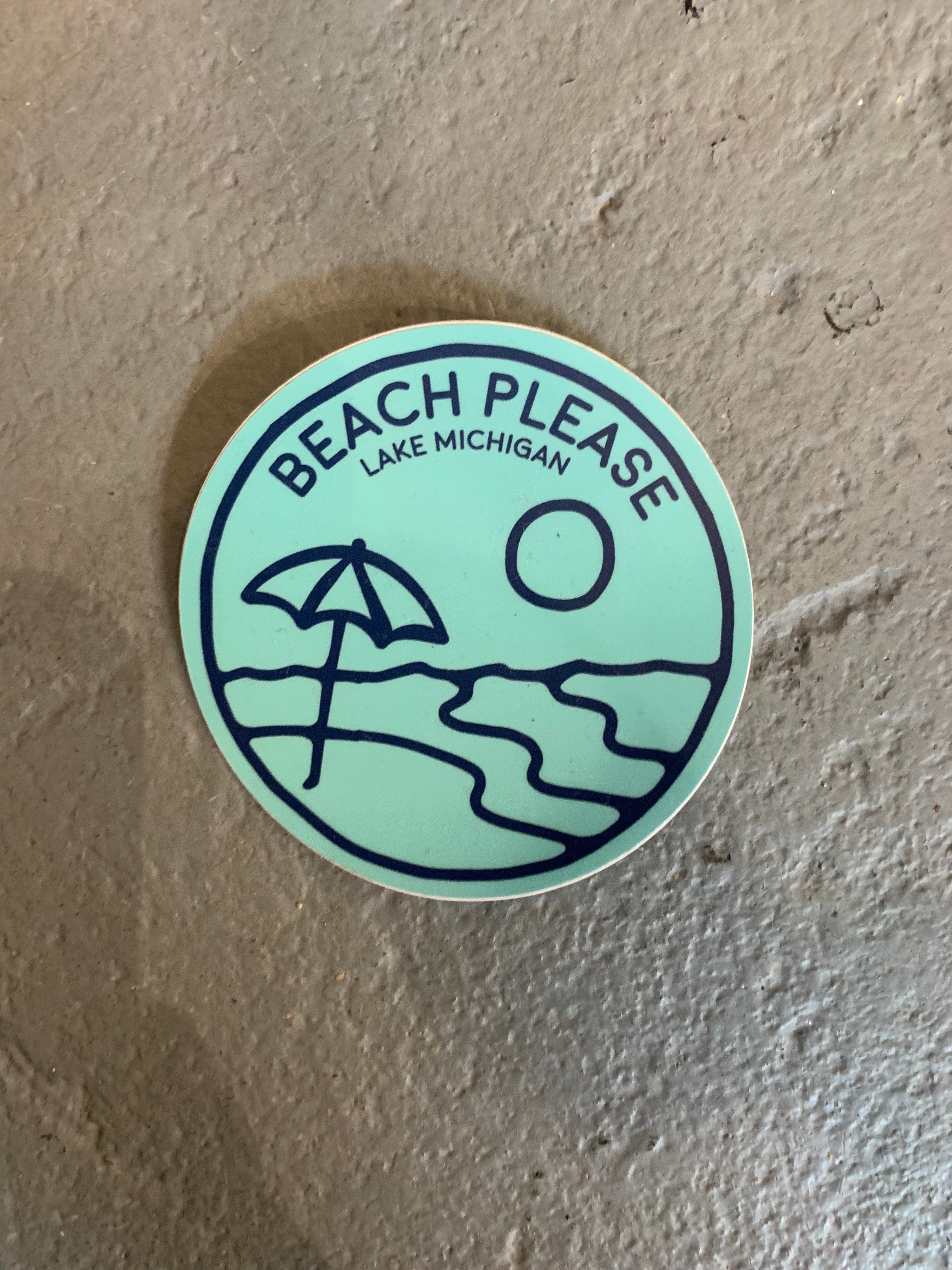 Beach Please Lake Michigan Sticker