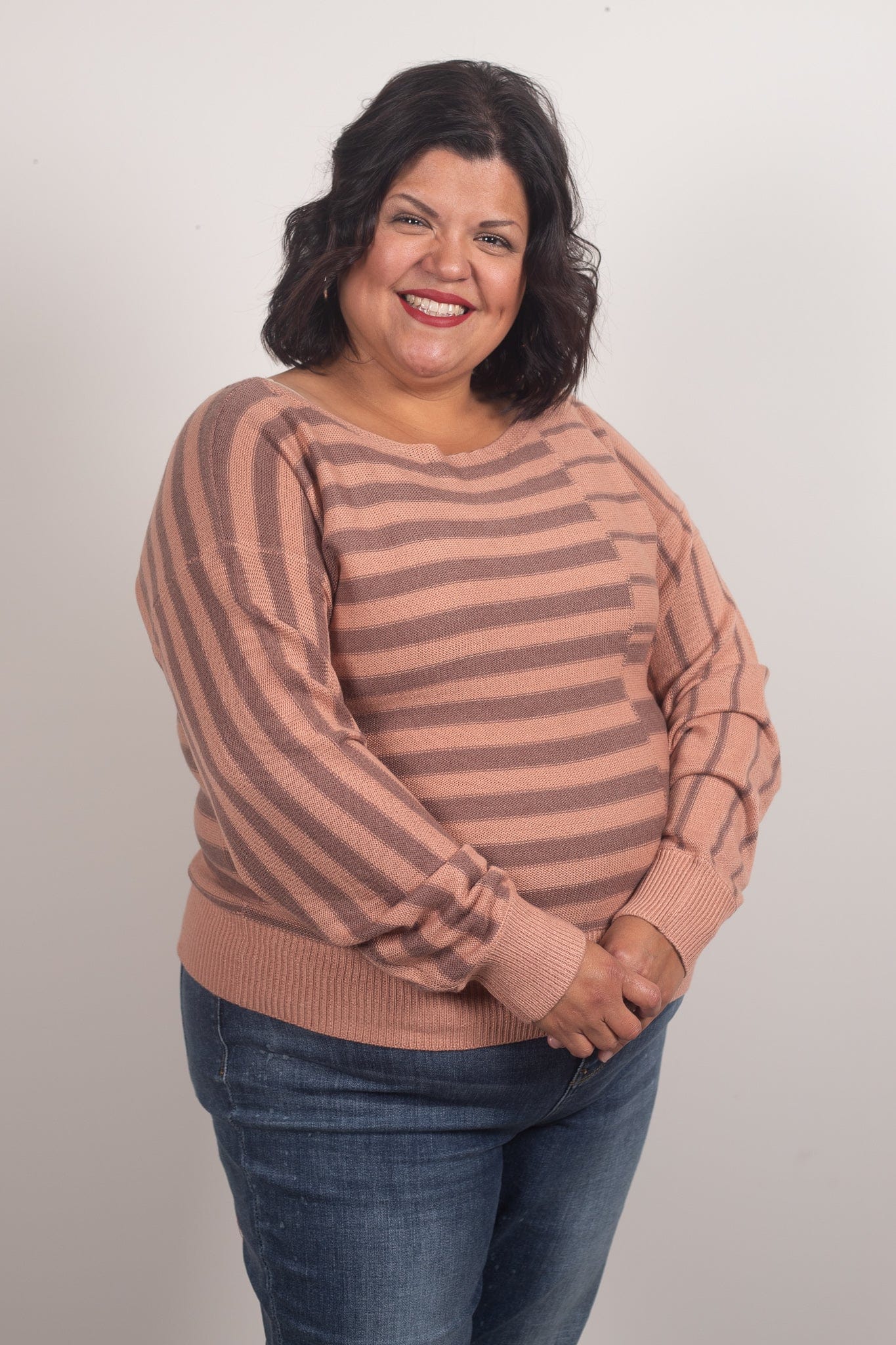 Mauve & Brown Stripe Mix Sweater