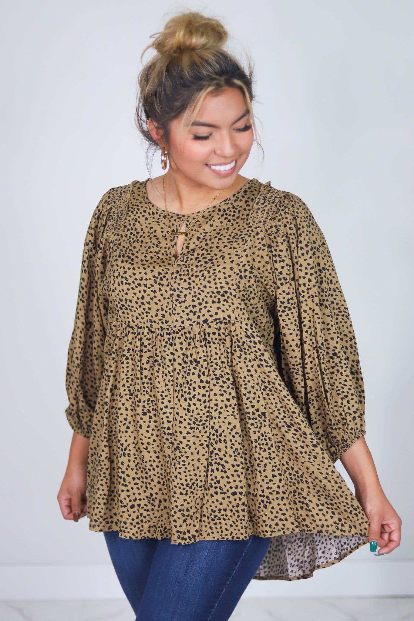 Toffee Dalmatian Woven Tunic