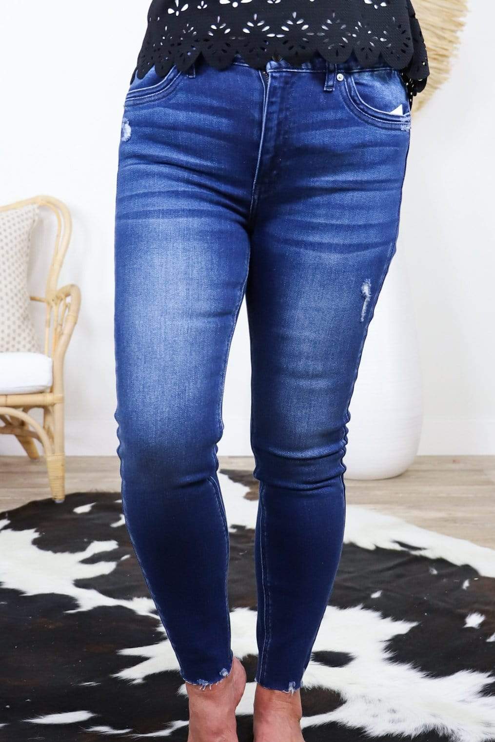 Dark High Rise Ankle Skinny