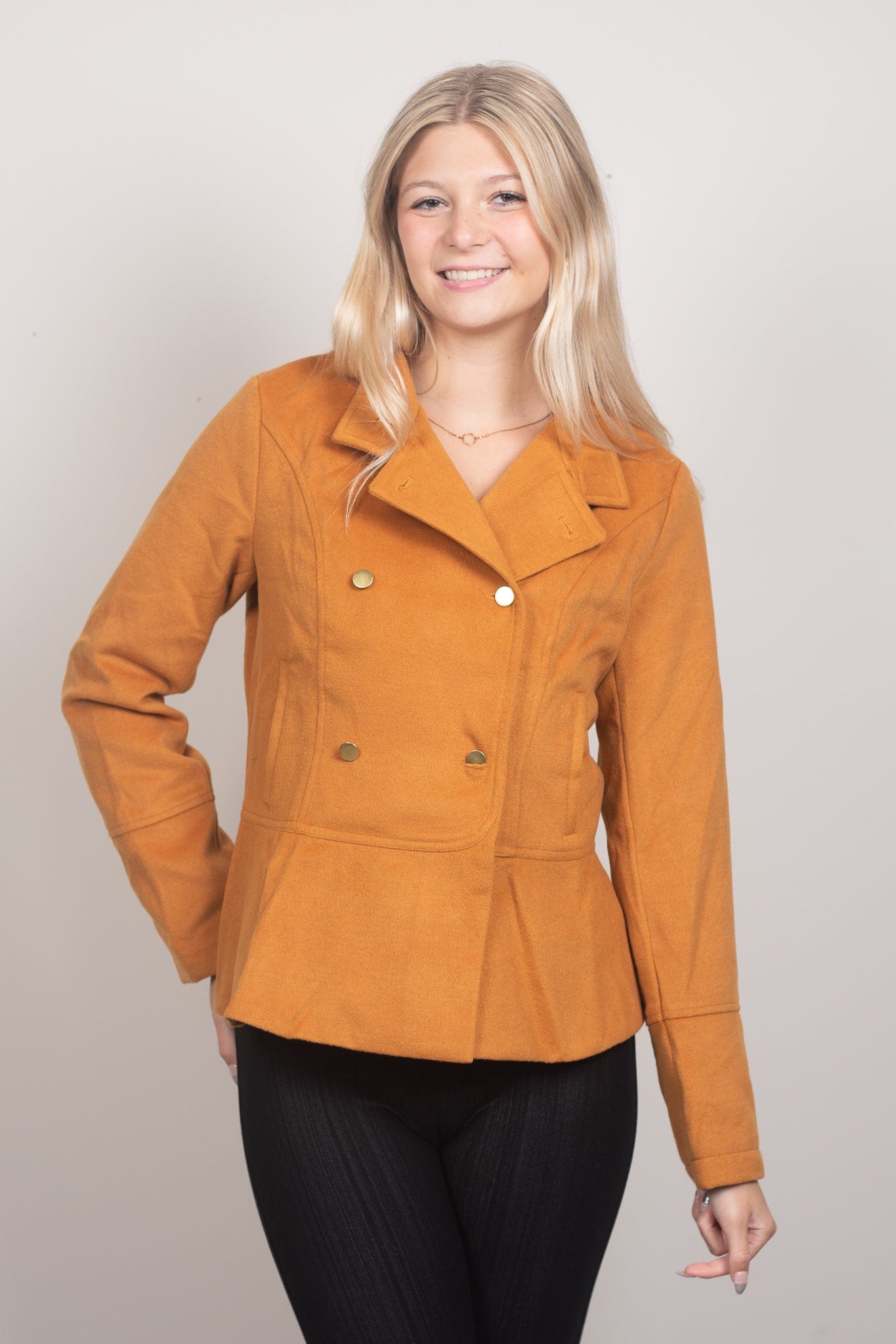 Camel Peplum Coat