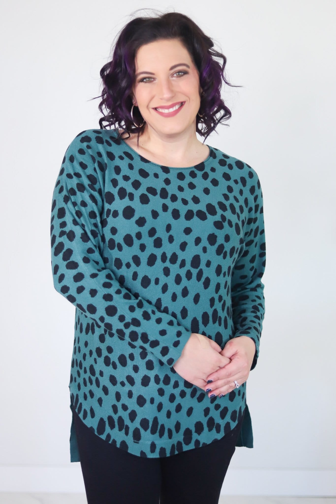 Spotted Step Hem Sweater
