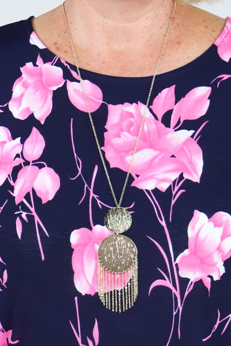 Disc Chain Long Necklace