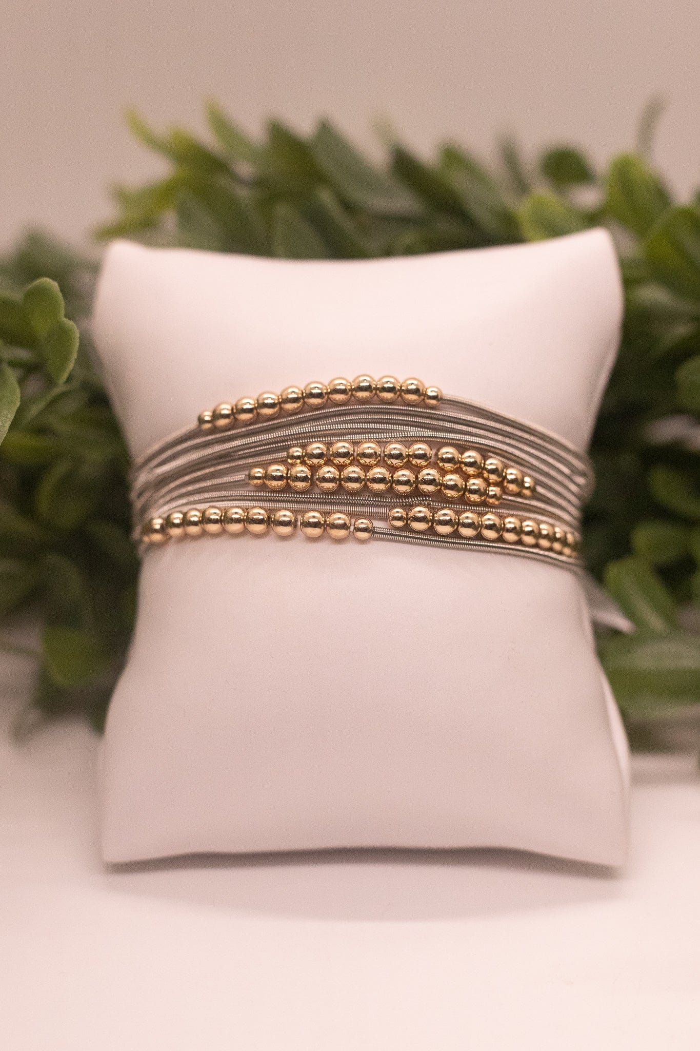 Silver Guitar String Gold Beaded Bracelets