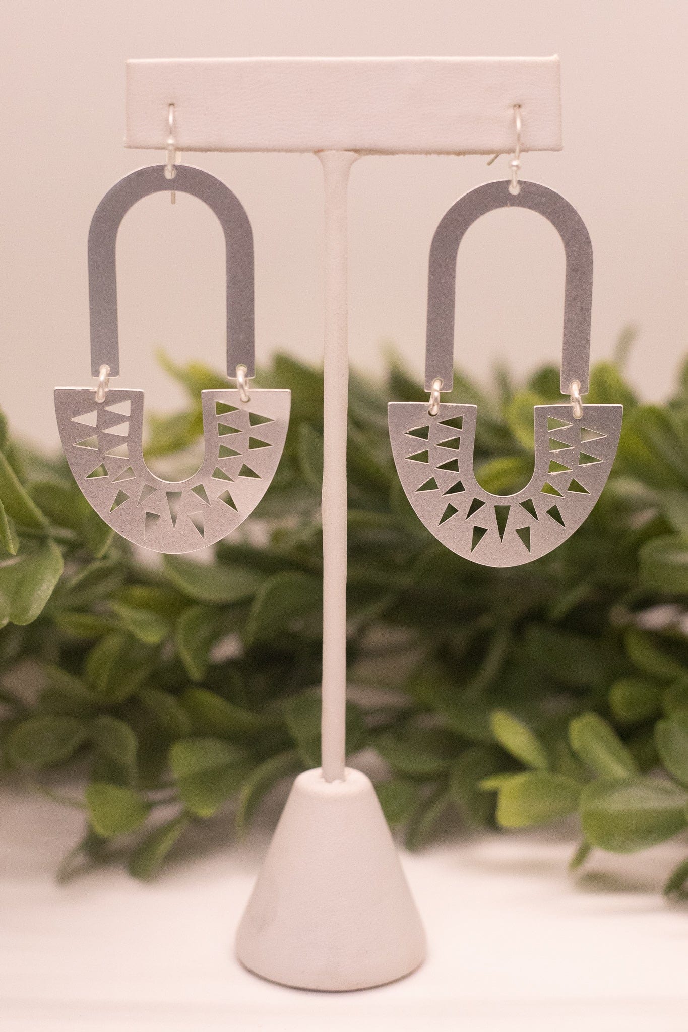 Silver Aztec Dangle Earring