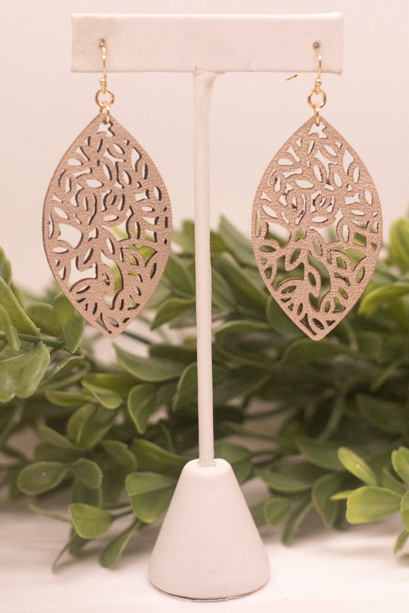 Gold Leather Lasercut Earring