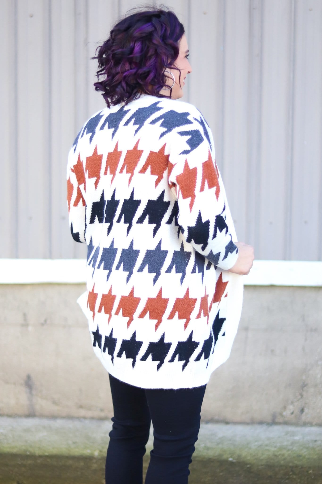 Two Tone Houndstooth Cardigan