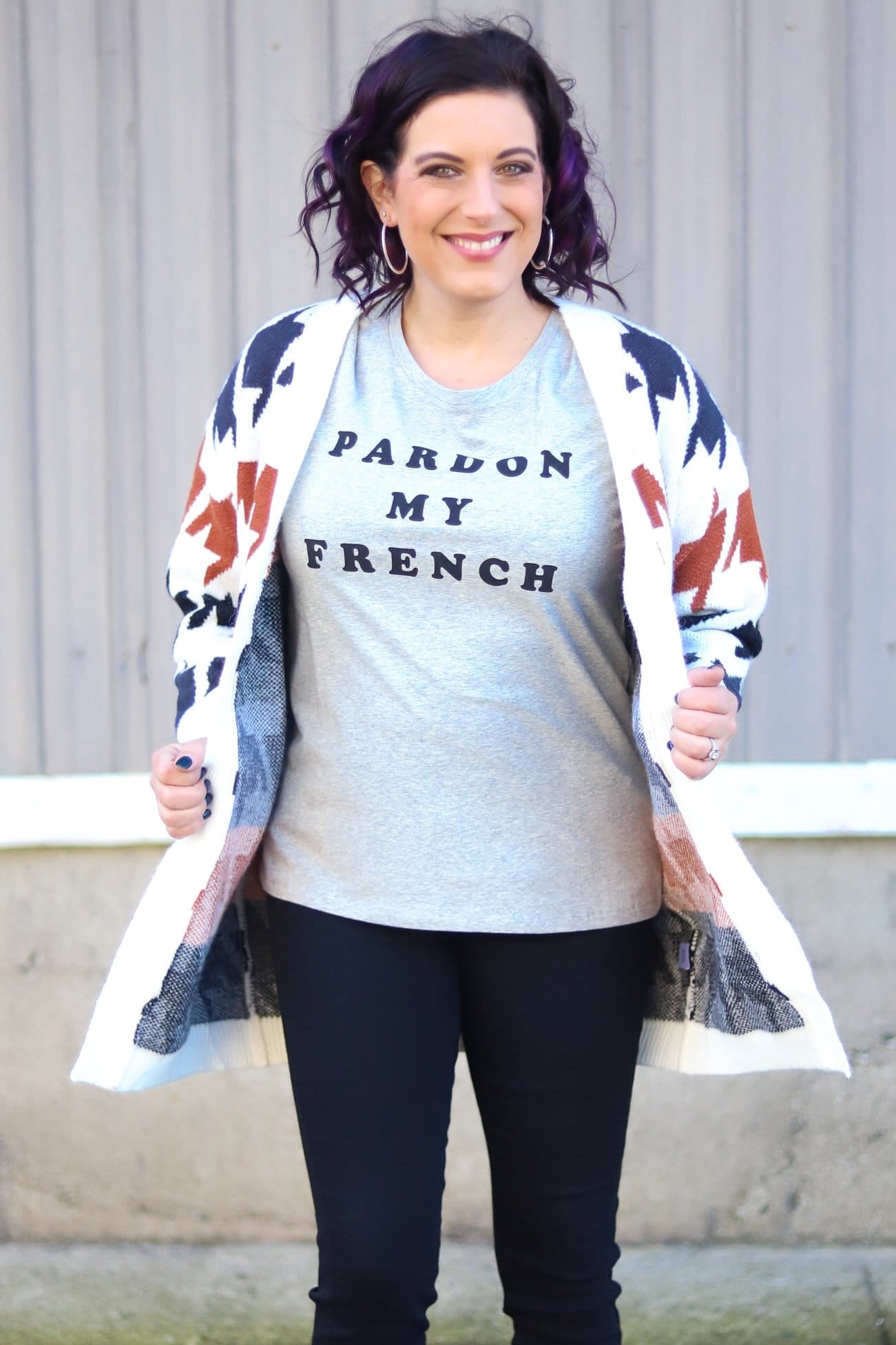 Two Tone Houndstooth Cardigan