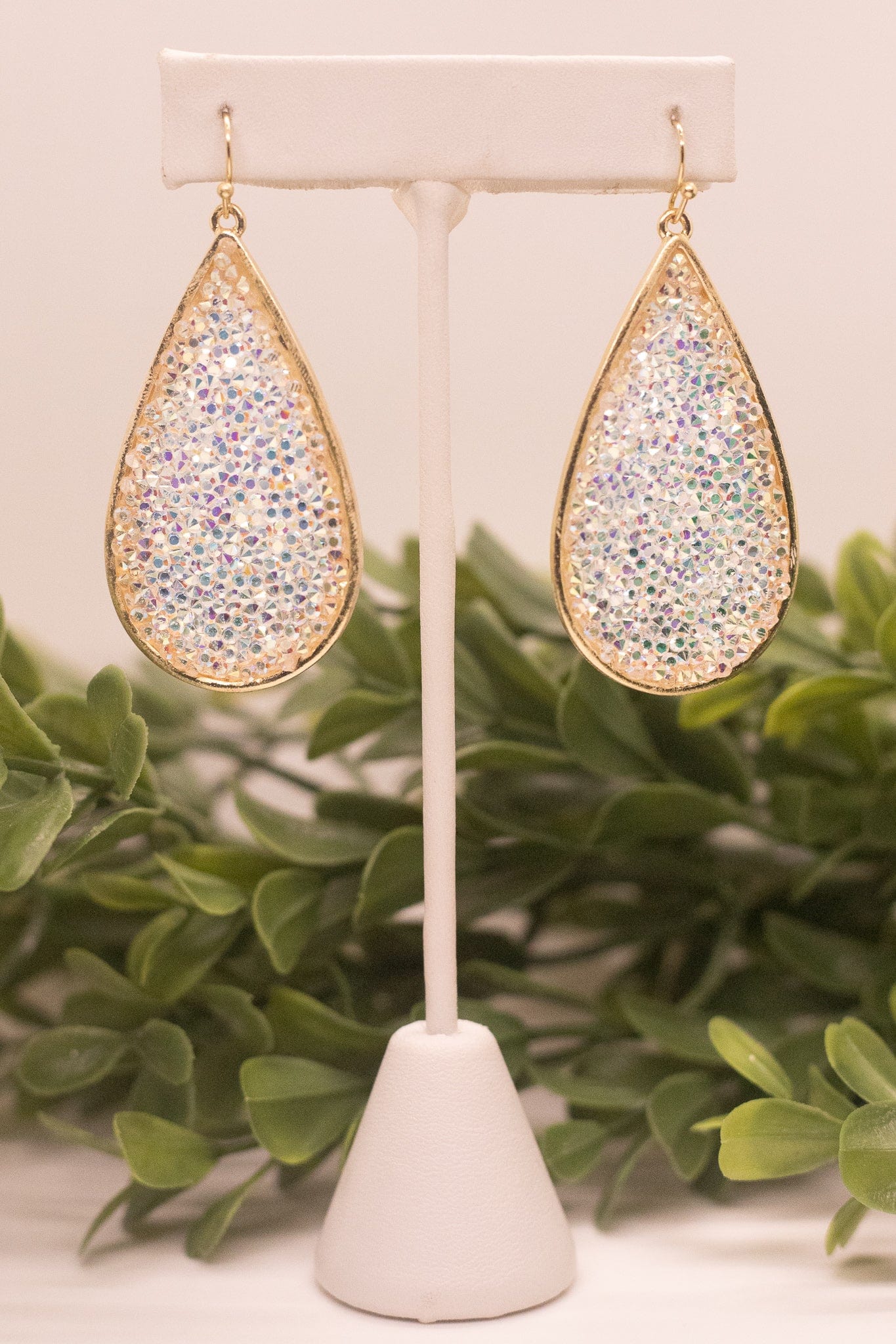 White Glitter Teardrop Earring