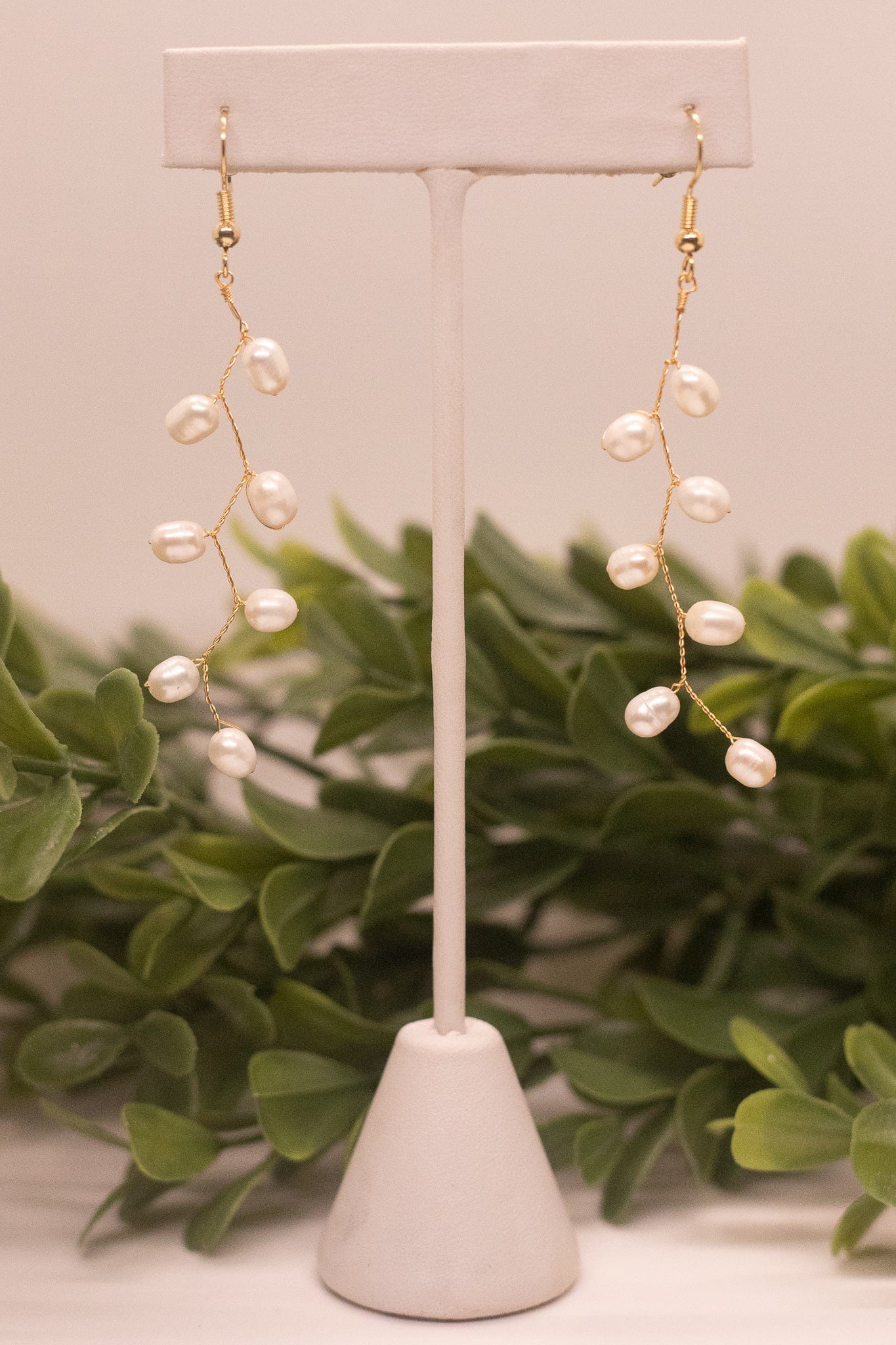 Pearl Wire Wrap Dangle Earring