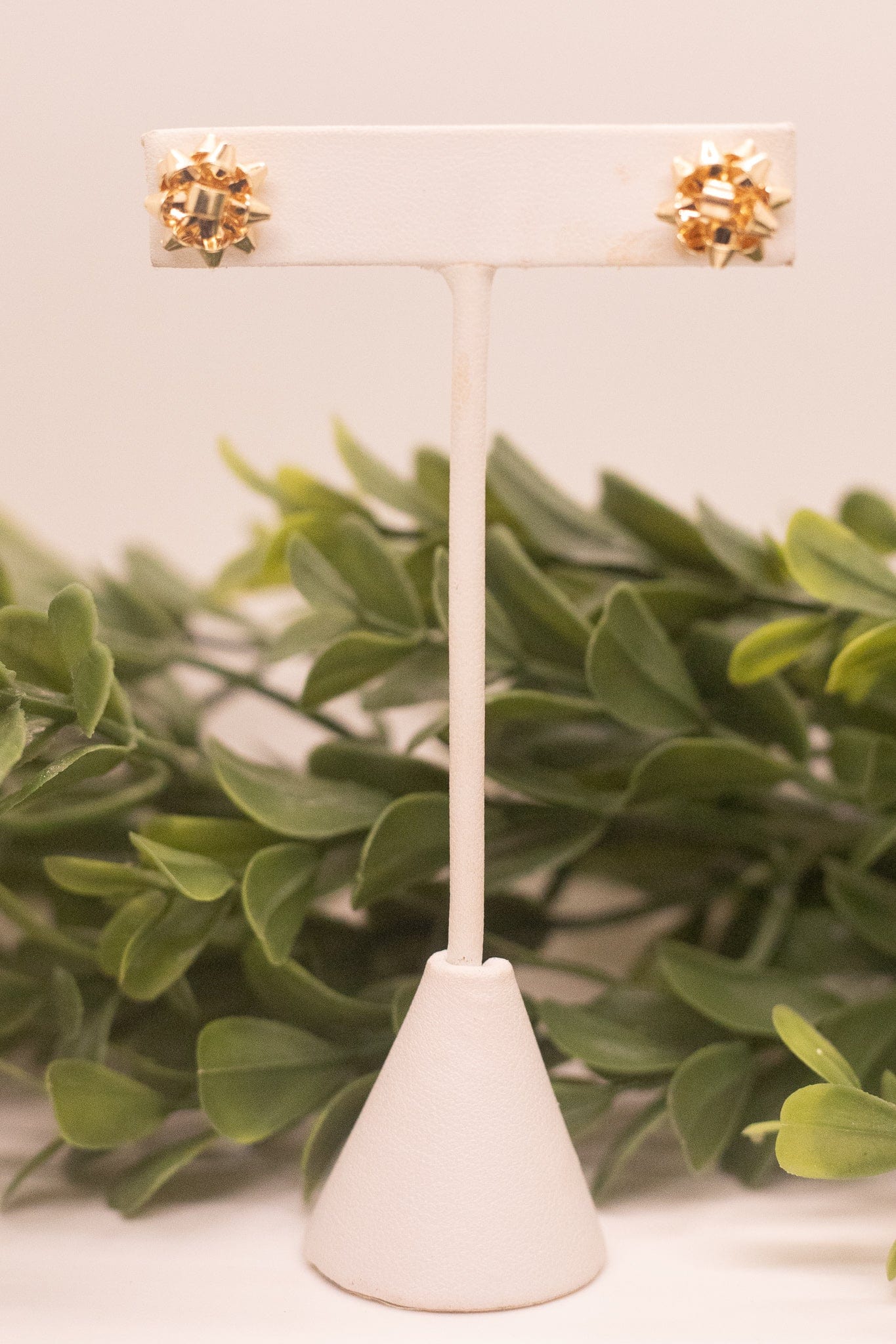 Gold Medium Gift Bow Stud
