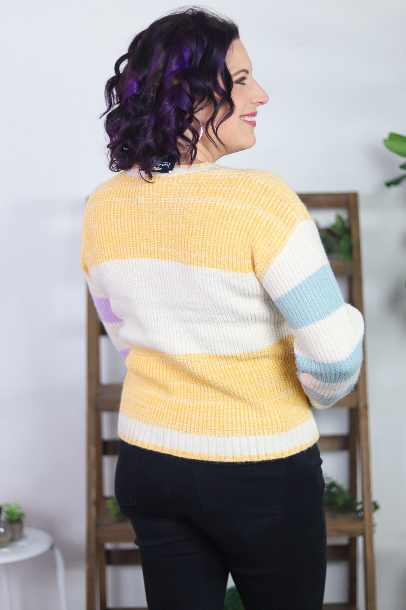 Mustard Colorblock Sleeve Sweater