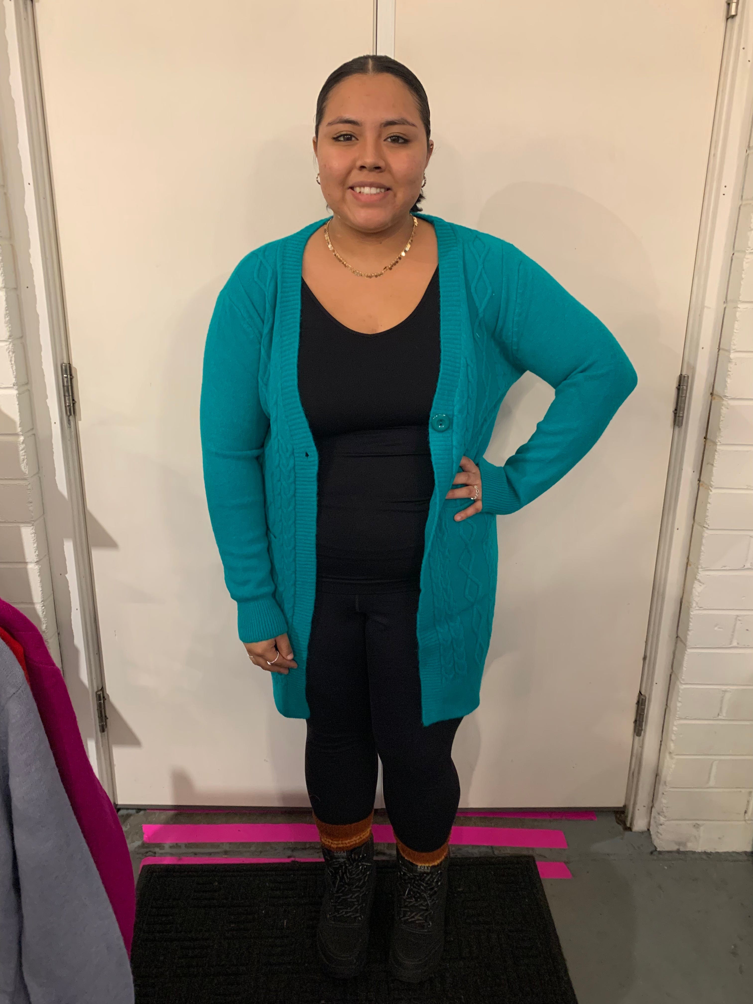 Winter Green One Size Cable Cardigan