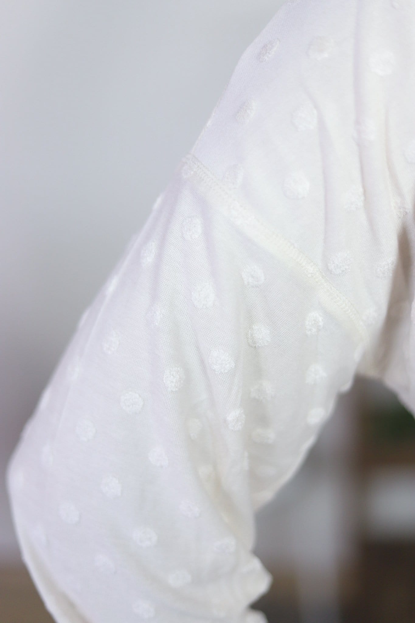 Cream Dotted Cozy Long Sleeve Top