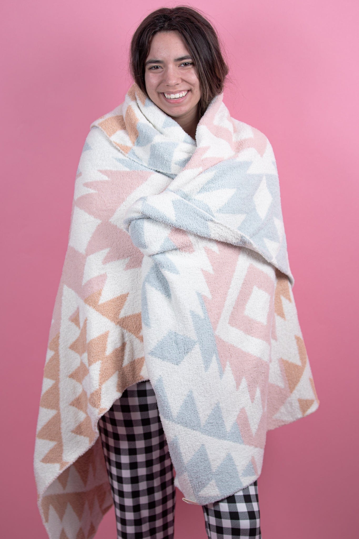 Luxury Pink Boho Tribal Throw Blanket