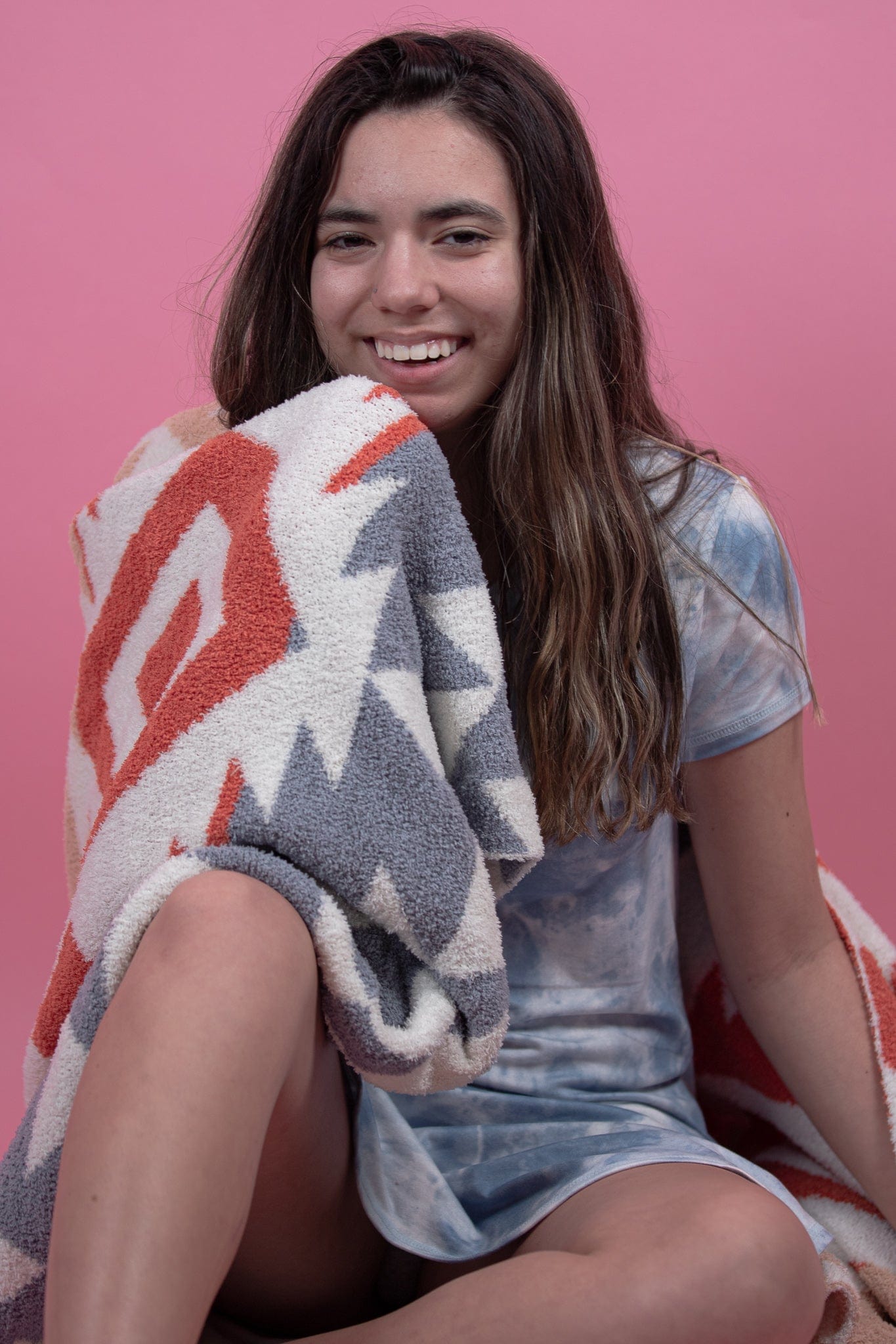 Luxury Orange Boho Tribal Throw Blanket