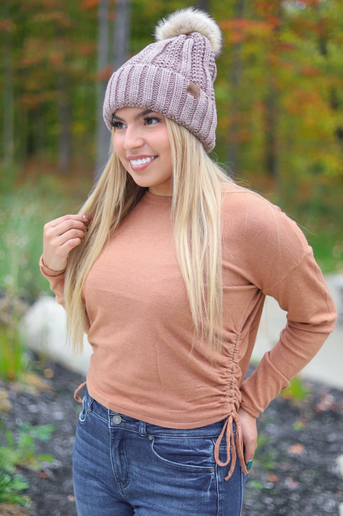 Cinch Side Butter Sweater