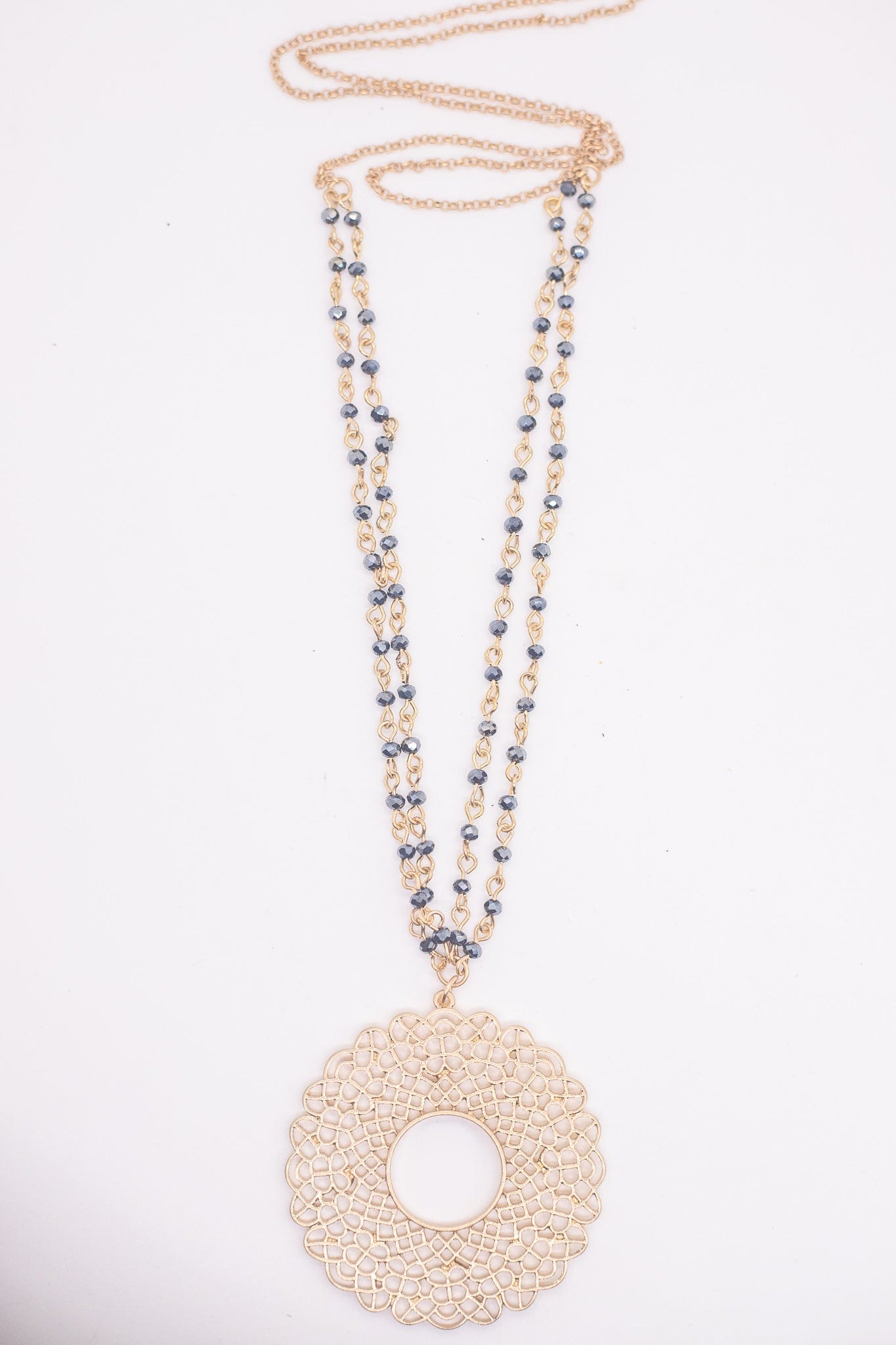 navy and gold necklace