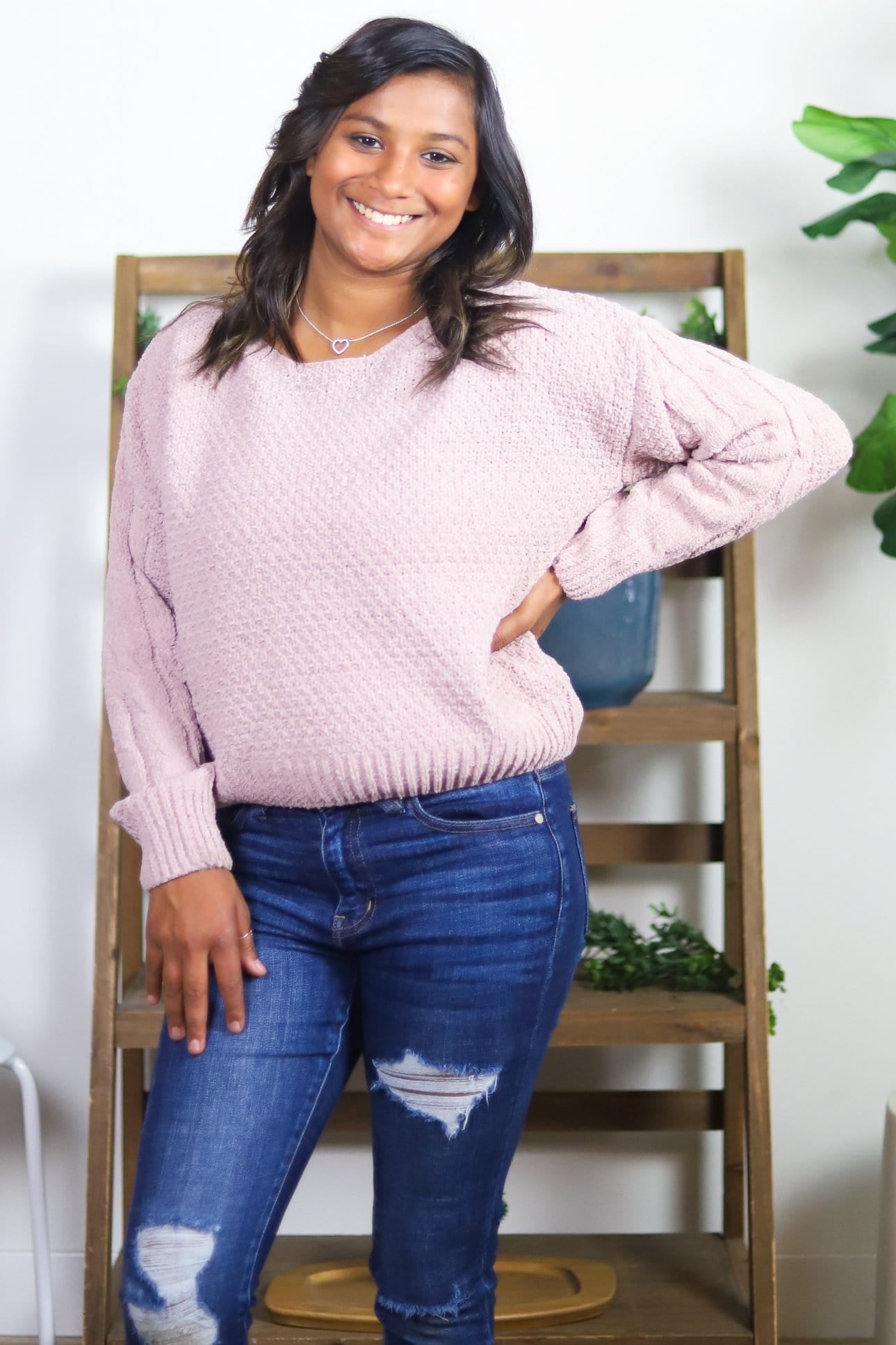 Chenille Mix Knit Sweater