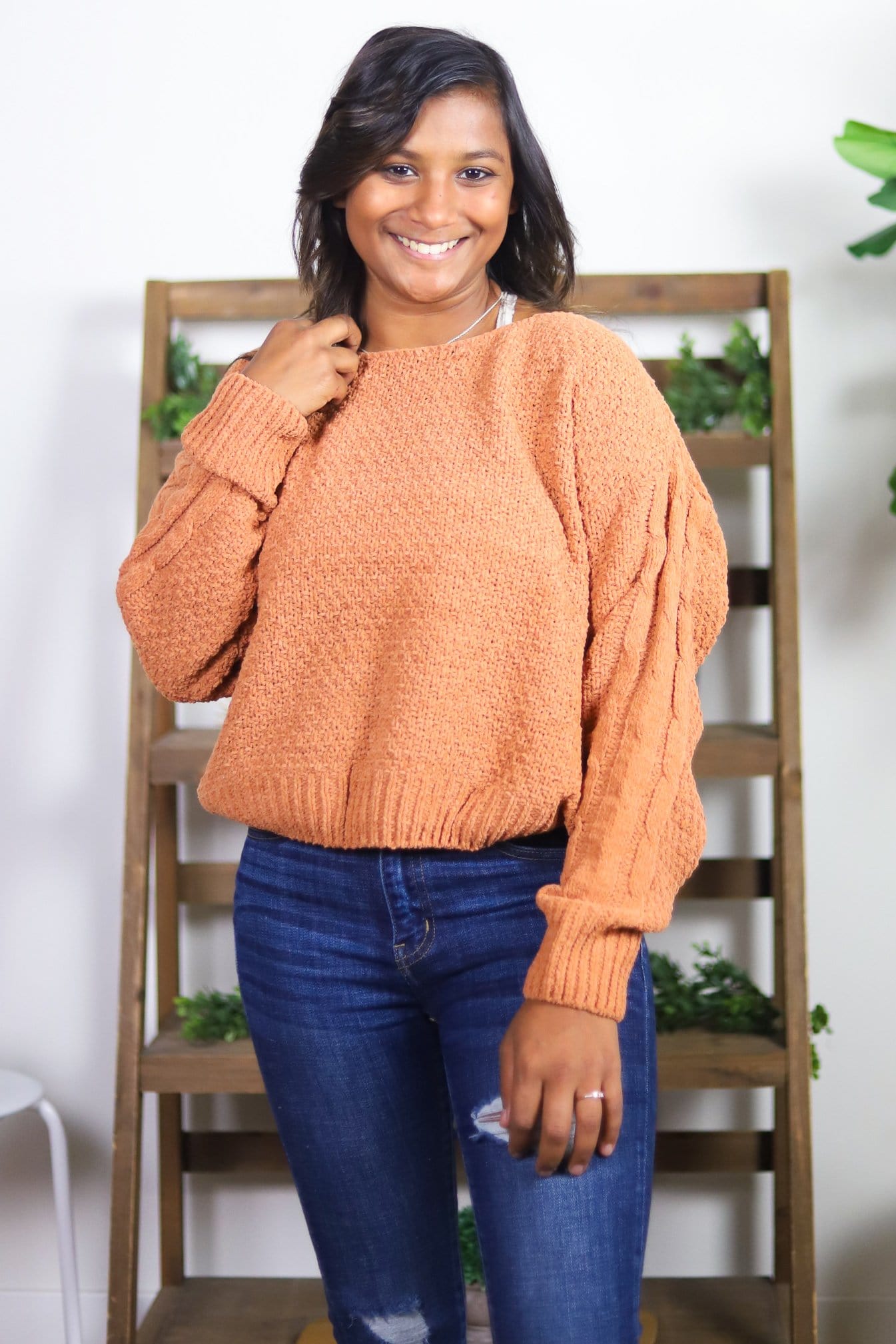 Chenille Mix Knit Sweater