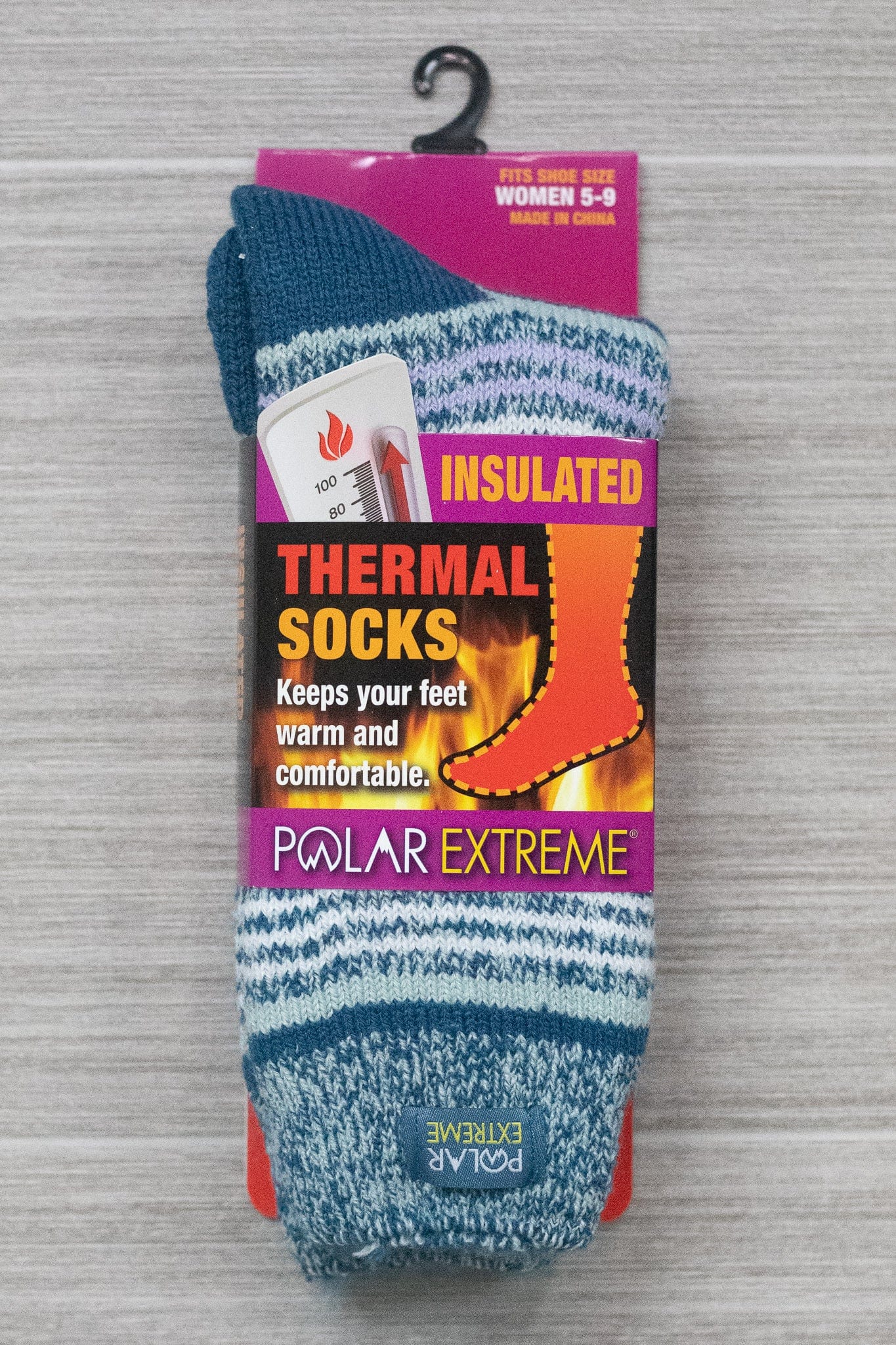 Polar Extreme Heat Women's Blue Stripe Brushed Sock