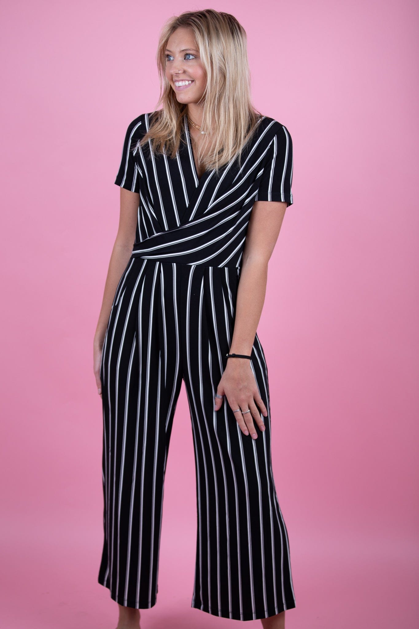 Black And White Stripe Jumpsuit