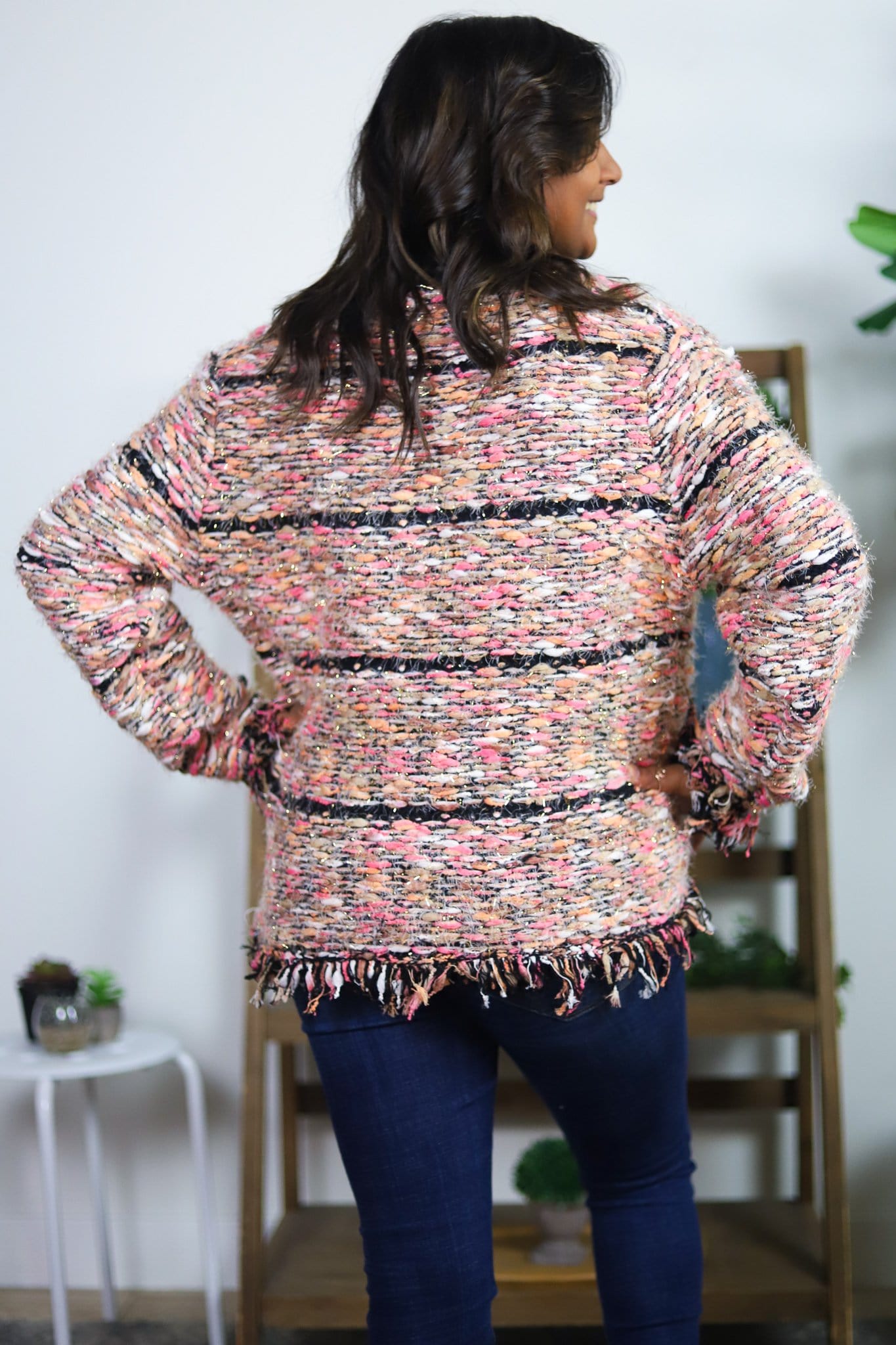 Multi Tone Button Up Short Cardigan