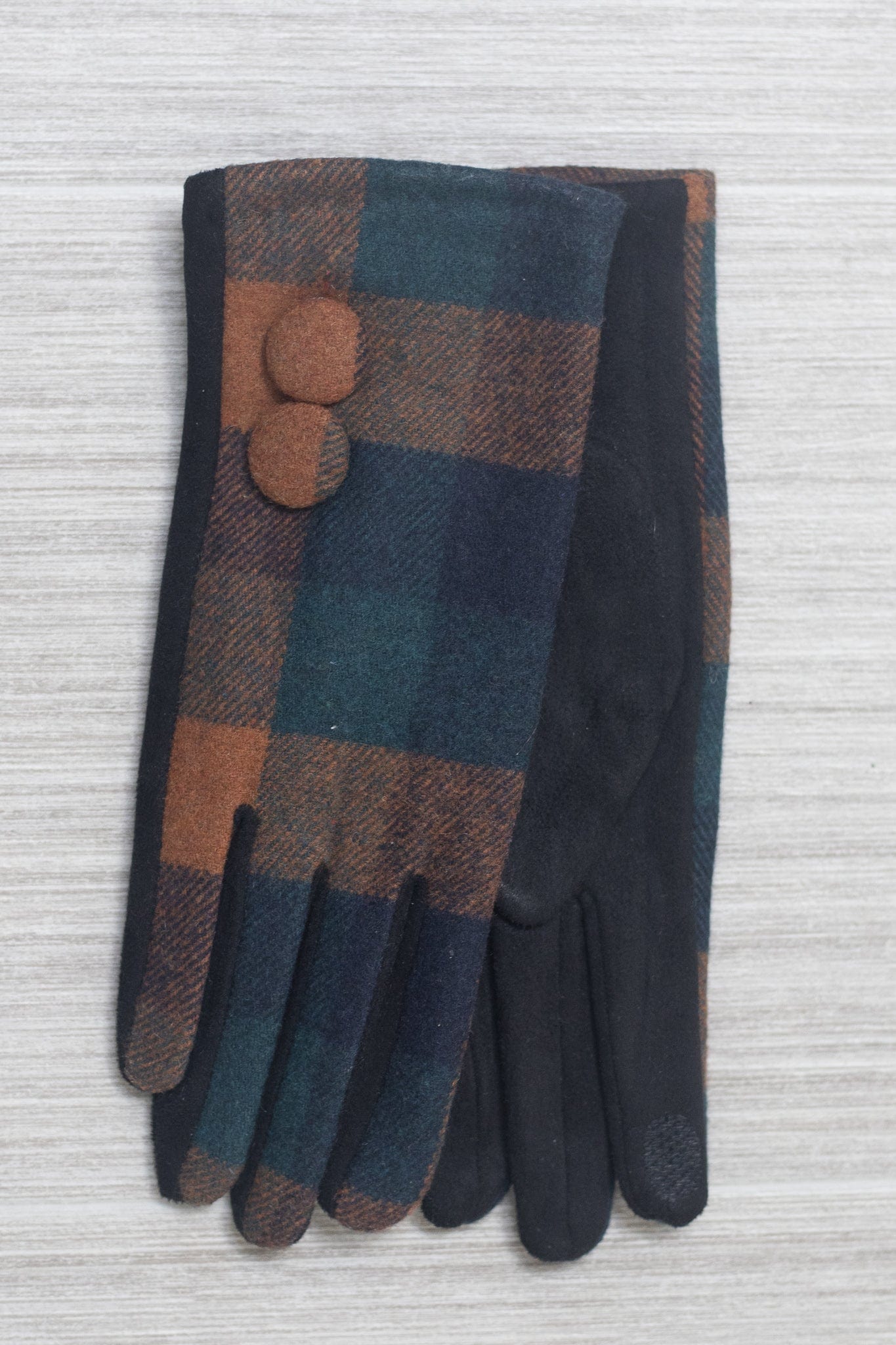 Navy & Green 2 Button Boxy Flannel Gloves