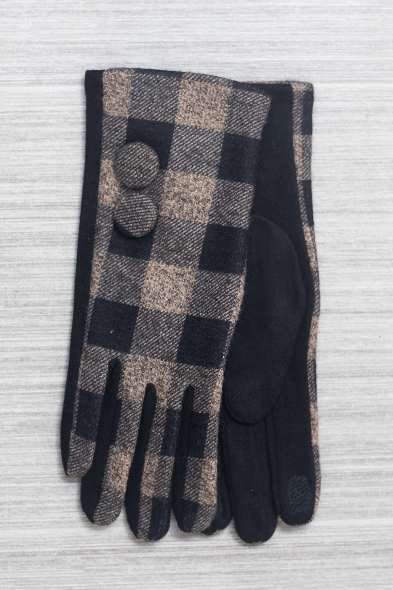 Black 2 Button Flannel Gloves