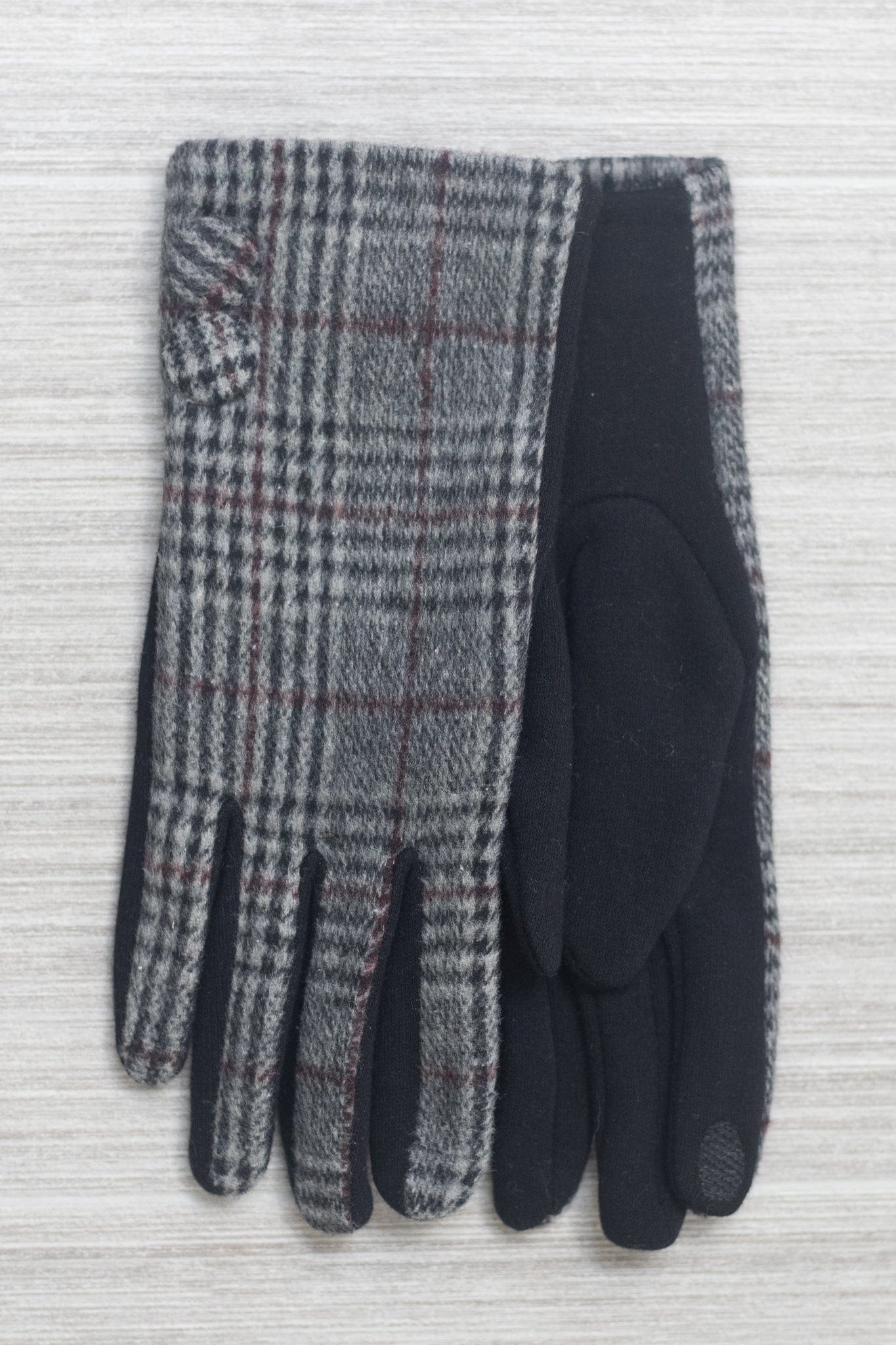 Grey Cozy Plaid Gloves