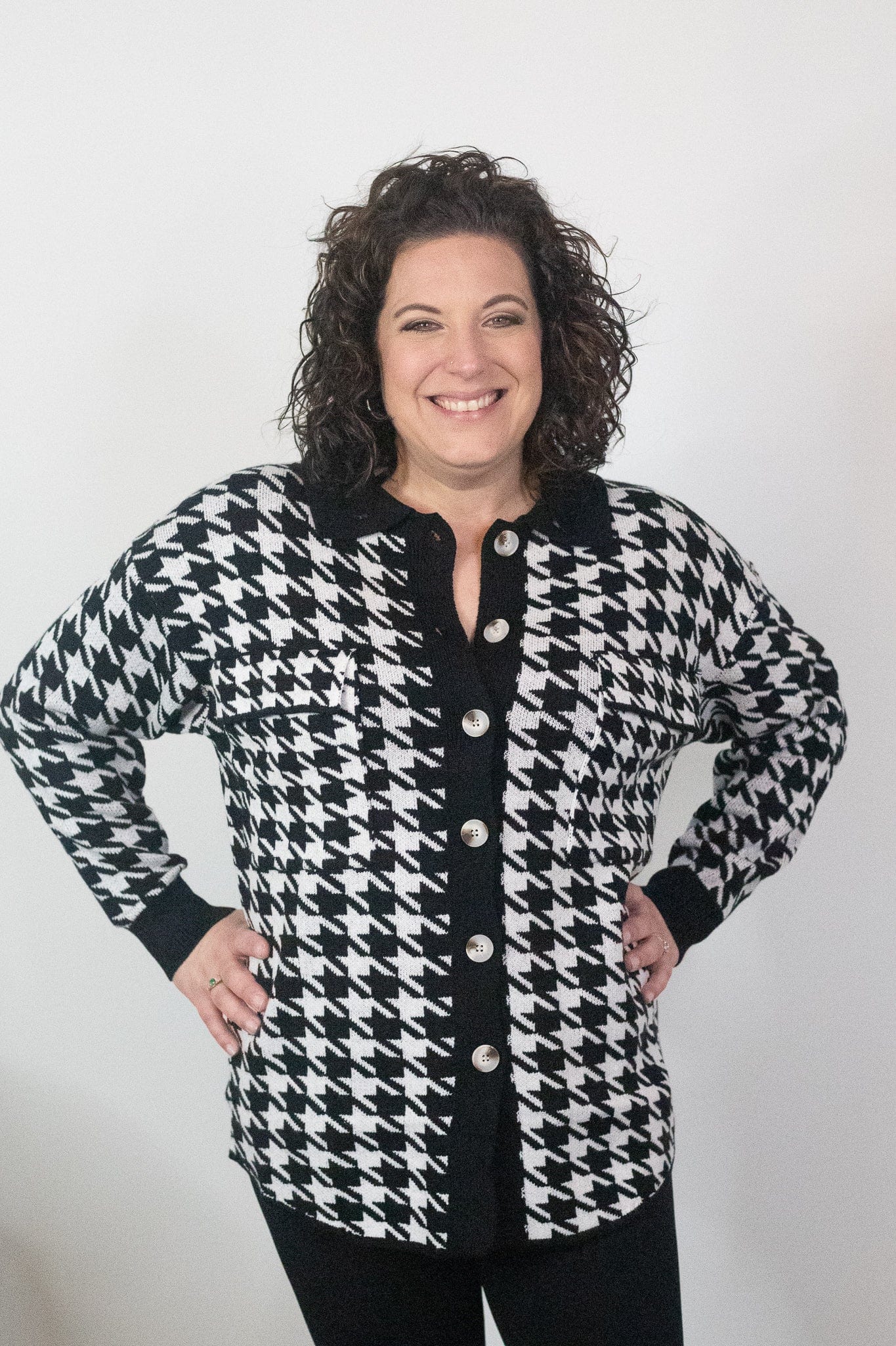 houndstooth sweater jacket