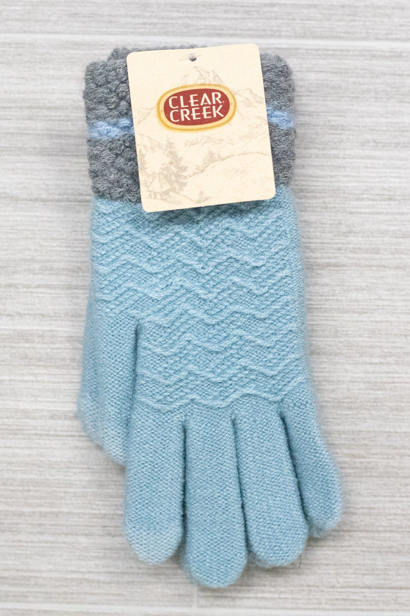 Blue Gray Cuff Fashion Texting Glove