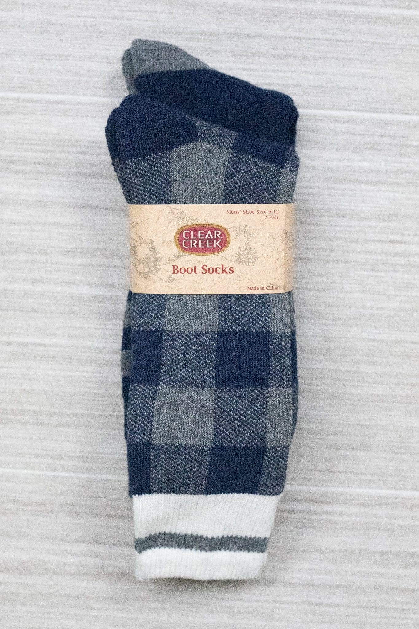 Clear Creek Men's Buffalo Plaid/Stripe Wool Boot Sock