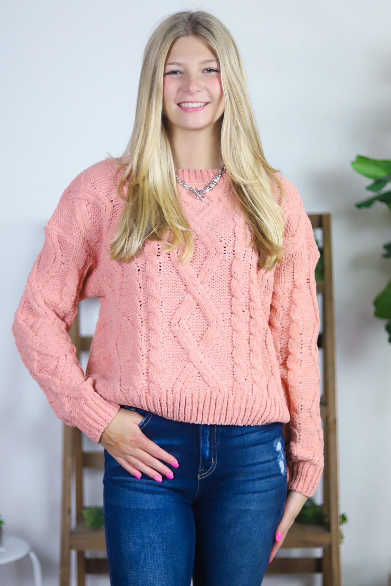 Chenille Sweater Rose