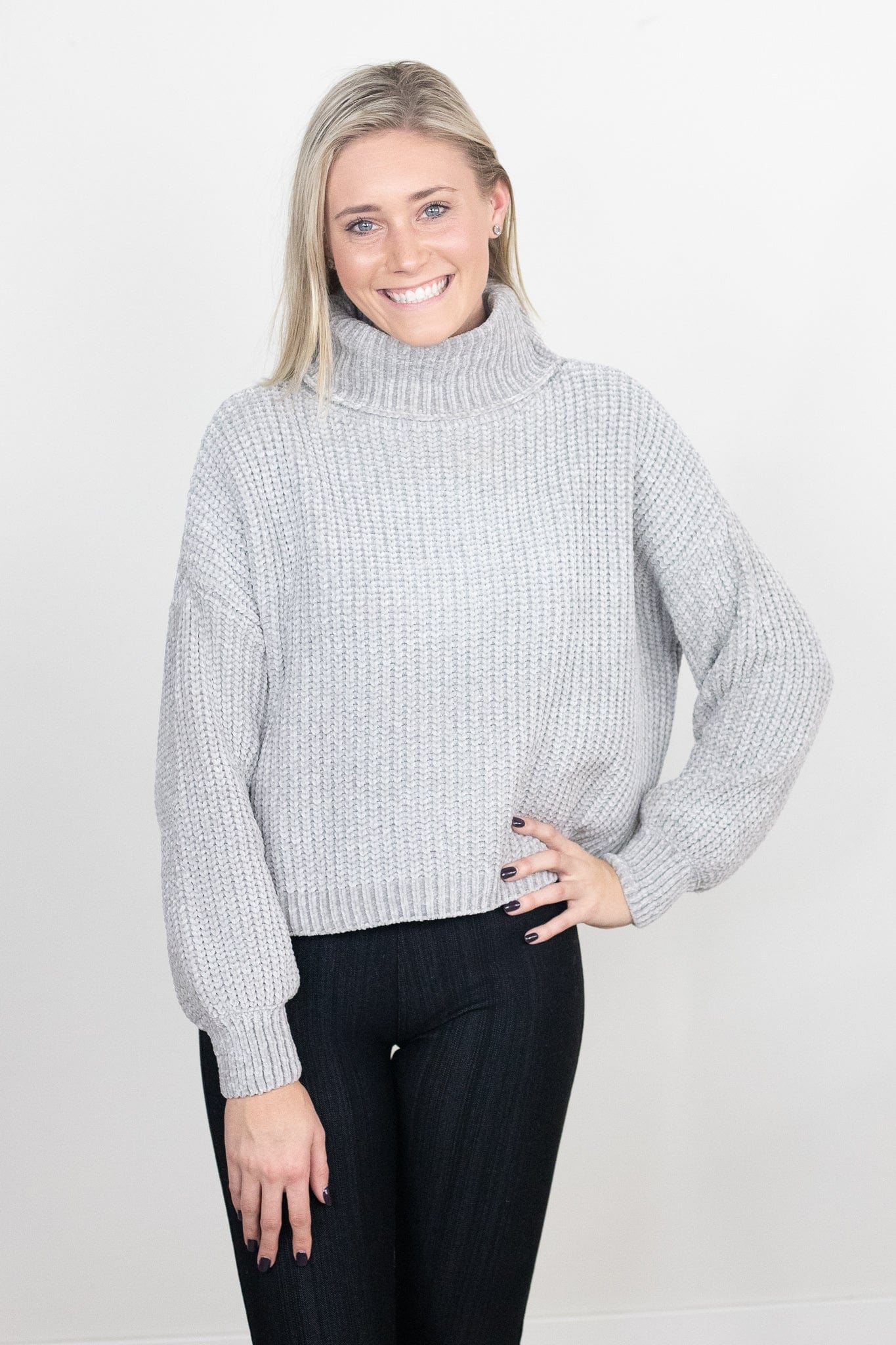 Light Grey Chenille Turtleneck