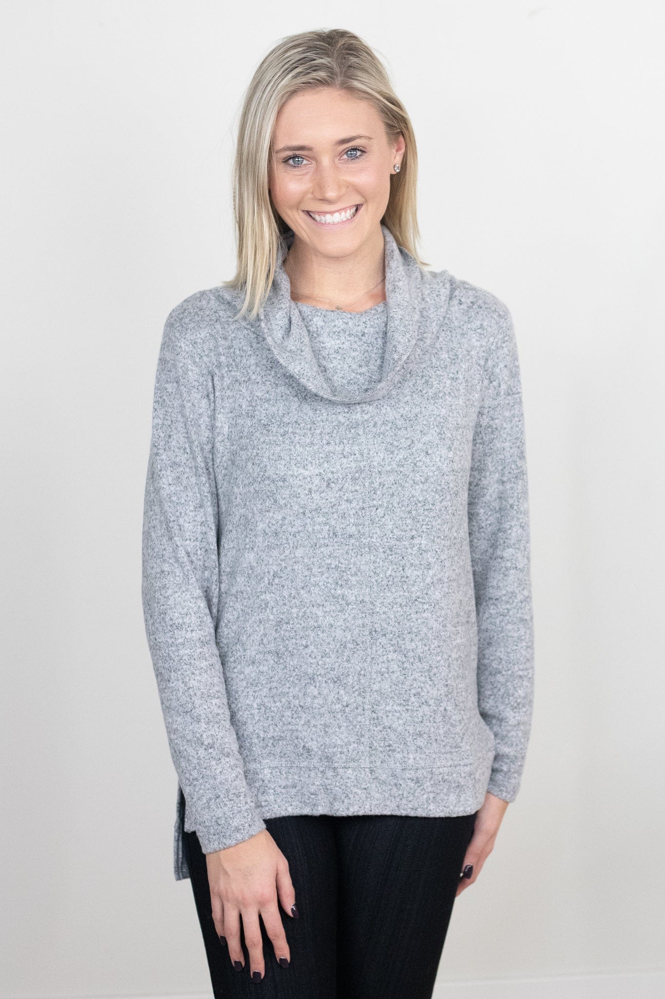 grey cowl neck