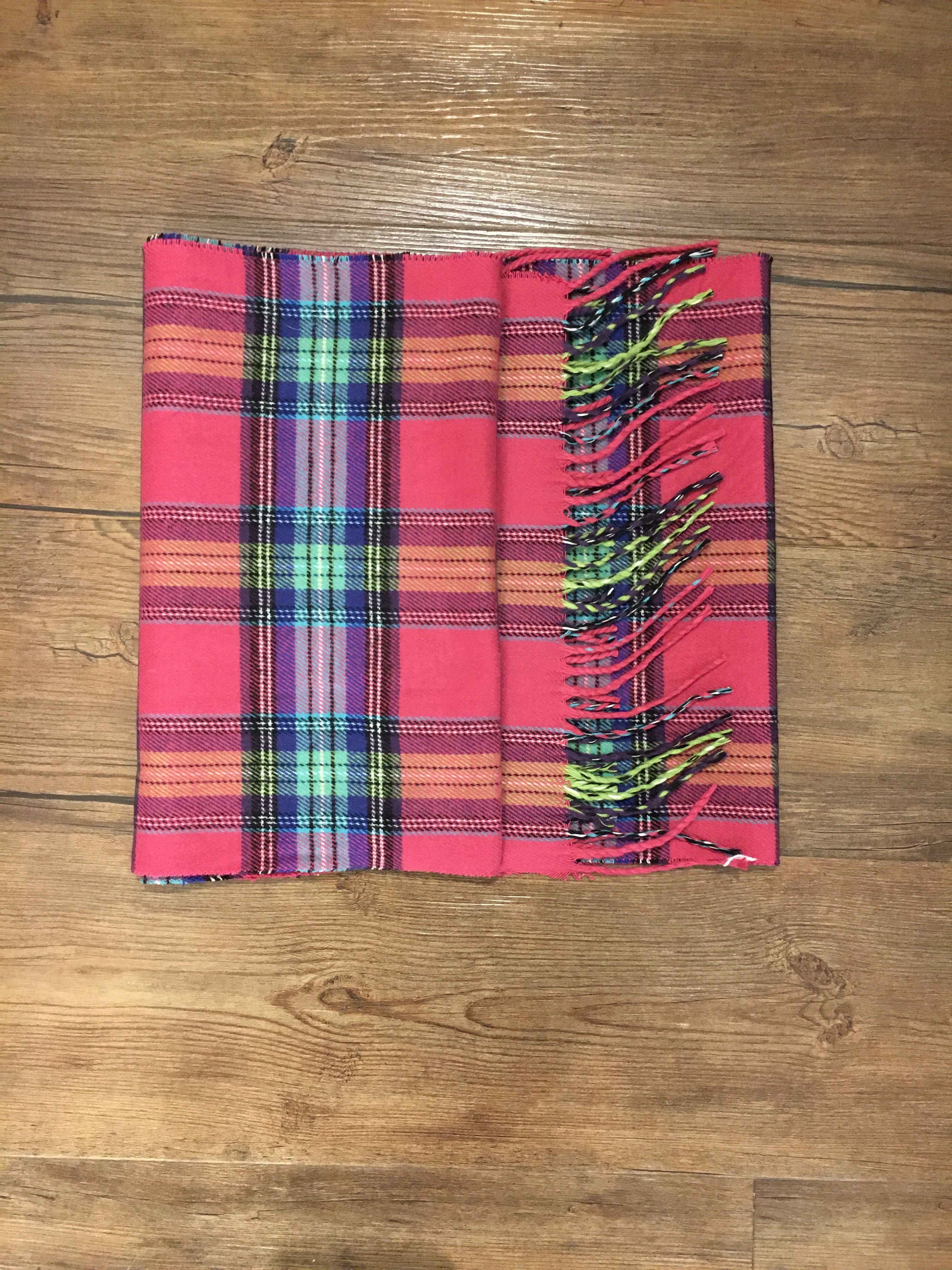 Cashmere Feel Scarf Magenta Plaid