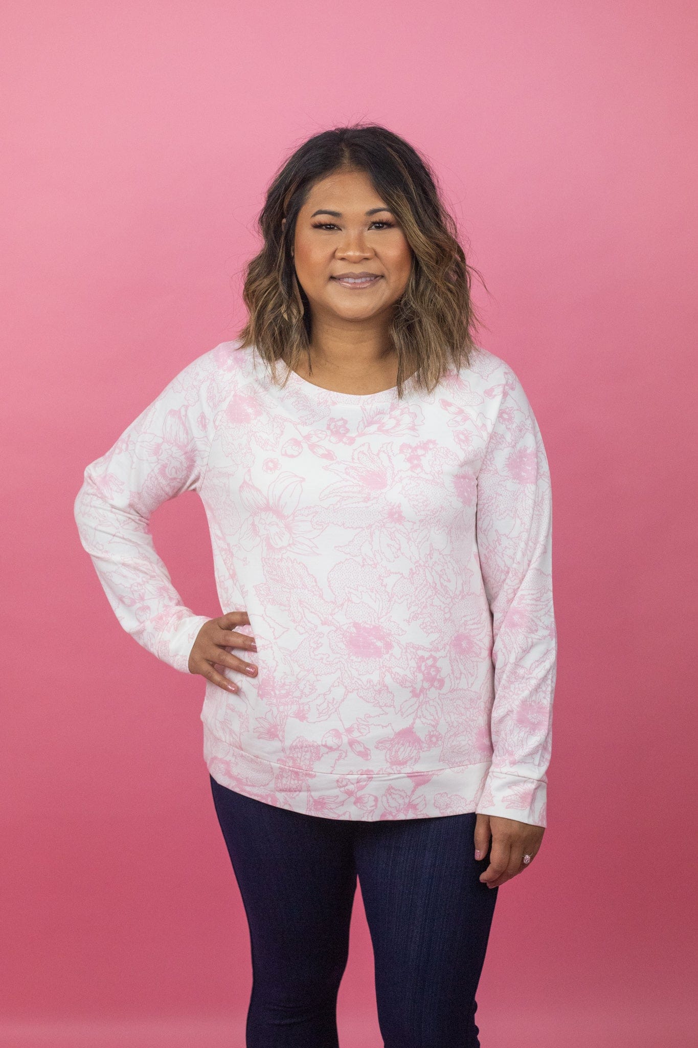 Pink Floral Raglan Popover