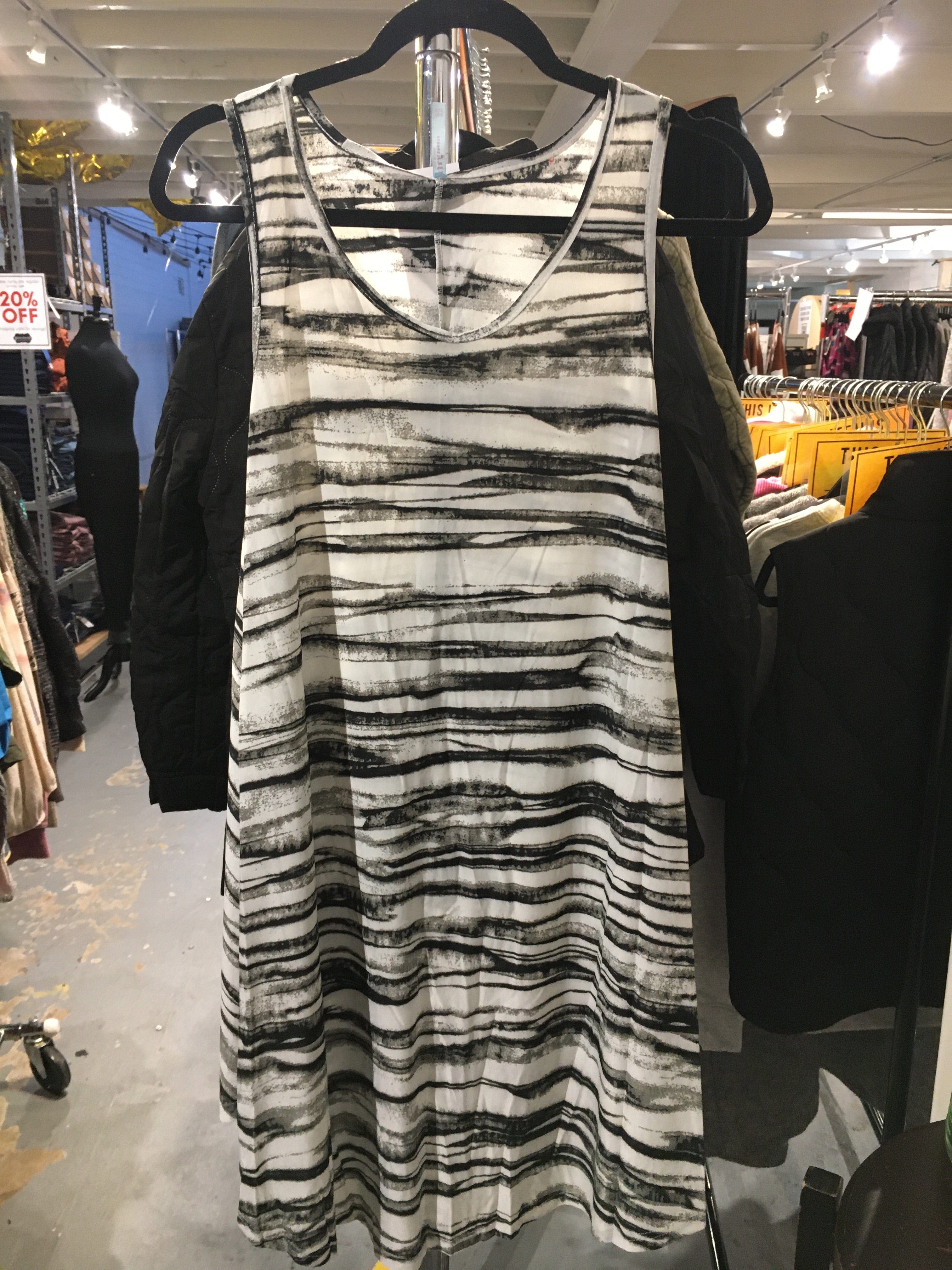 Black & White Stripe OS Swing Dress