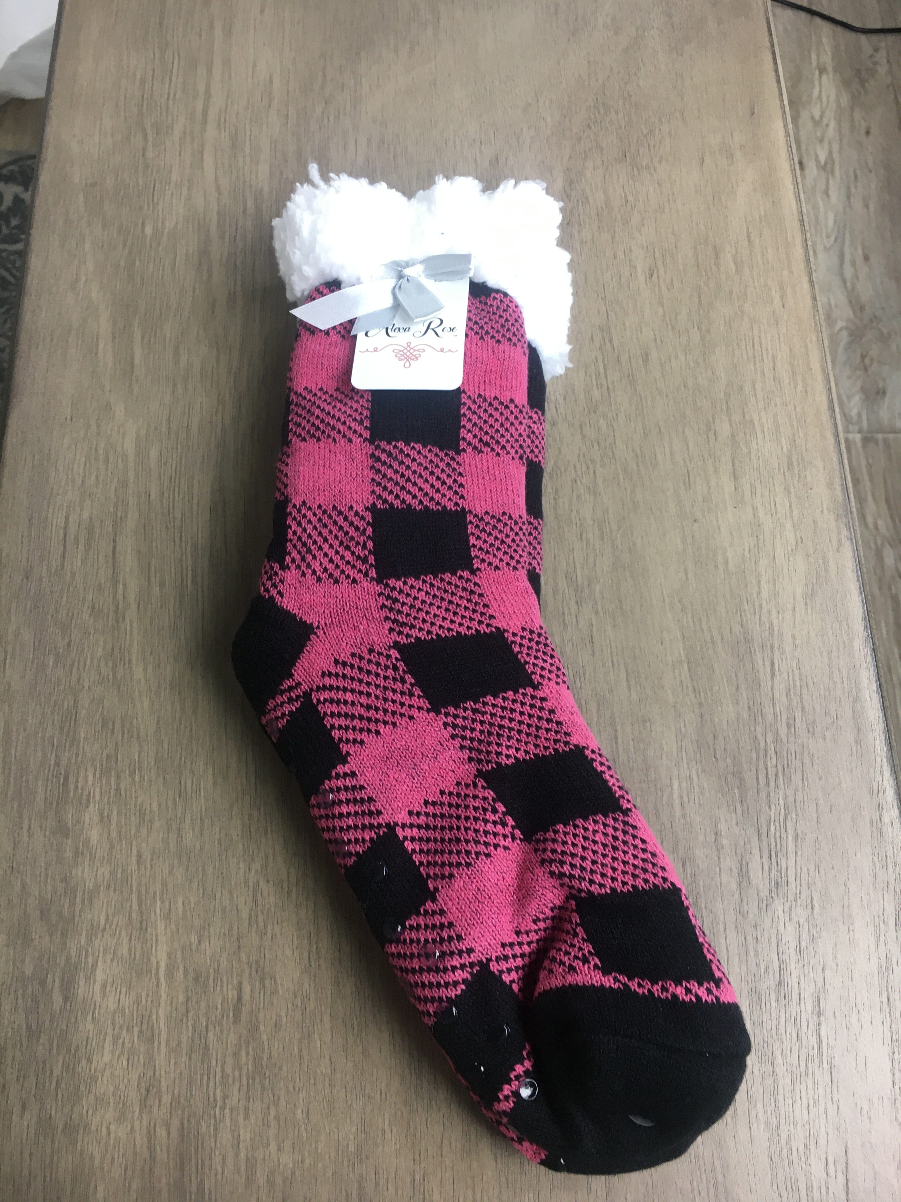 Pink Buffalo Plaid Sherpa Booties