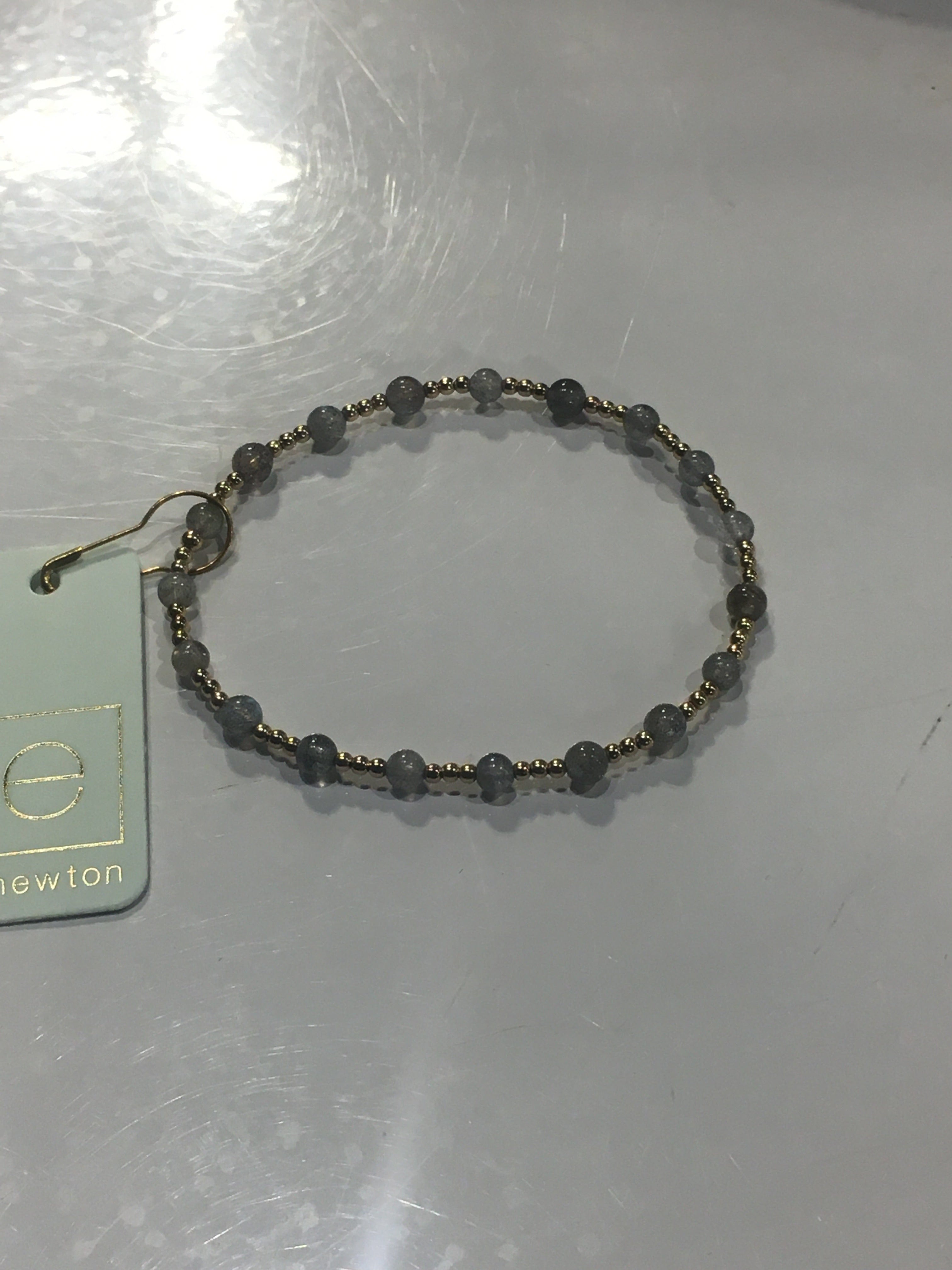 Labradorite Sincerity Pattern 4mm Bead Bracelet - Gold