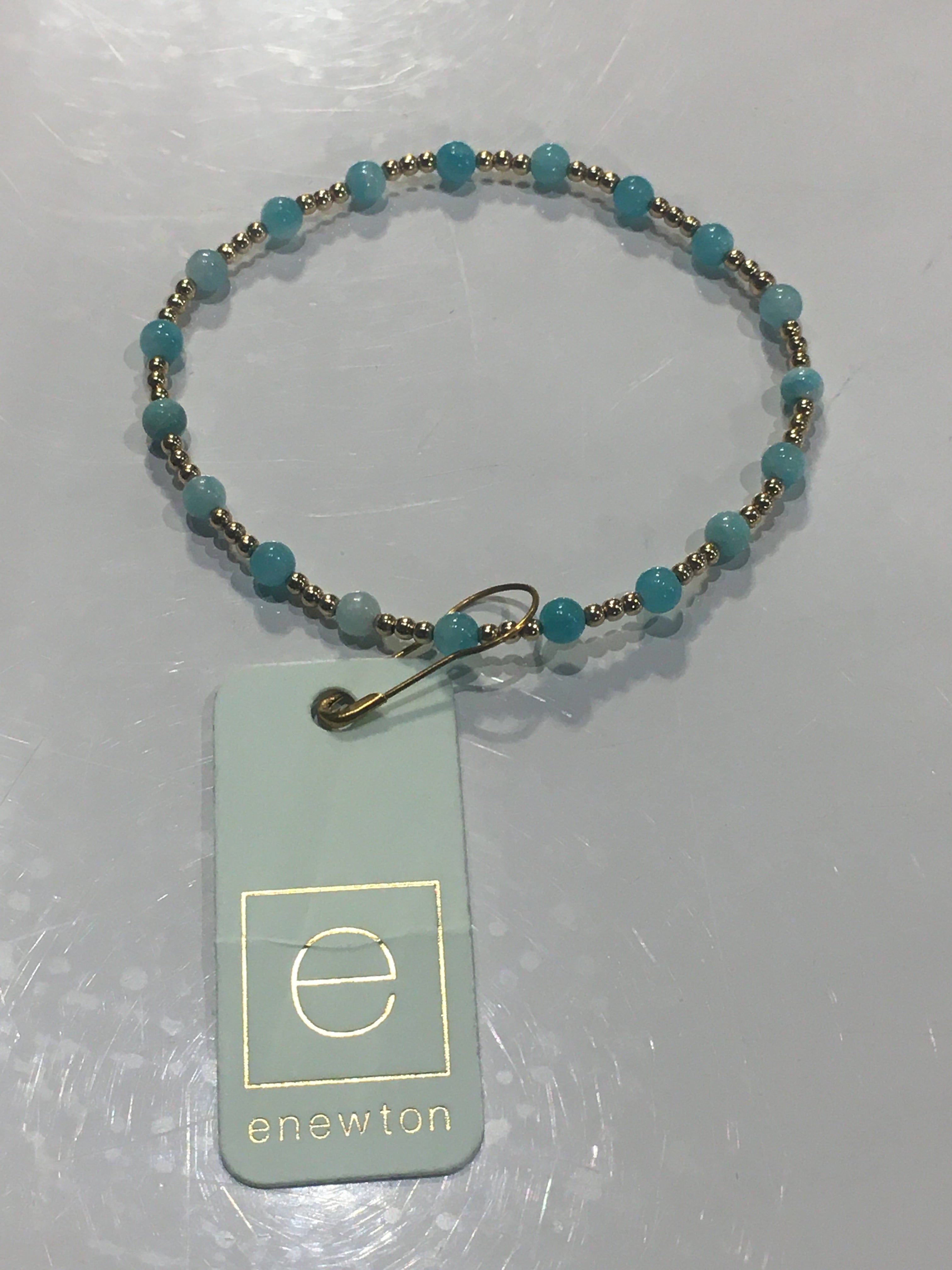 Amazonite Sincerity Pattern 4mm Bead Bracelet - Gold