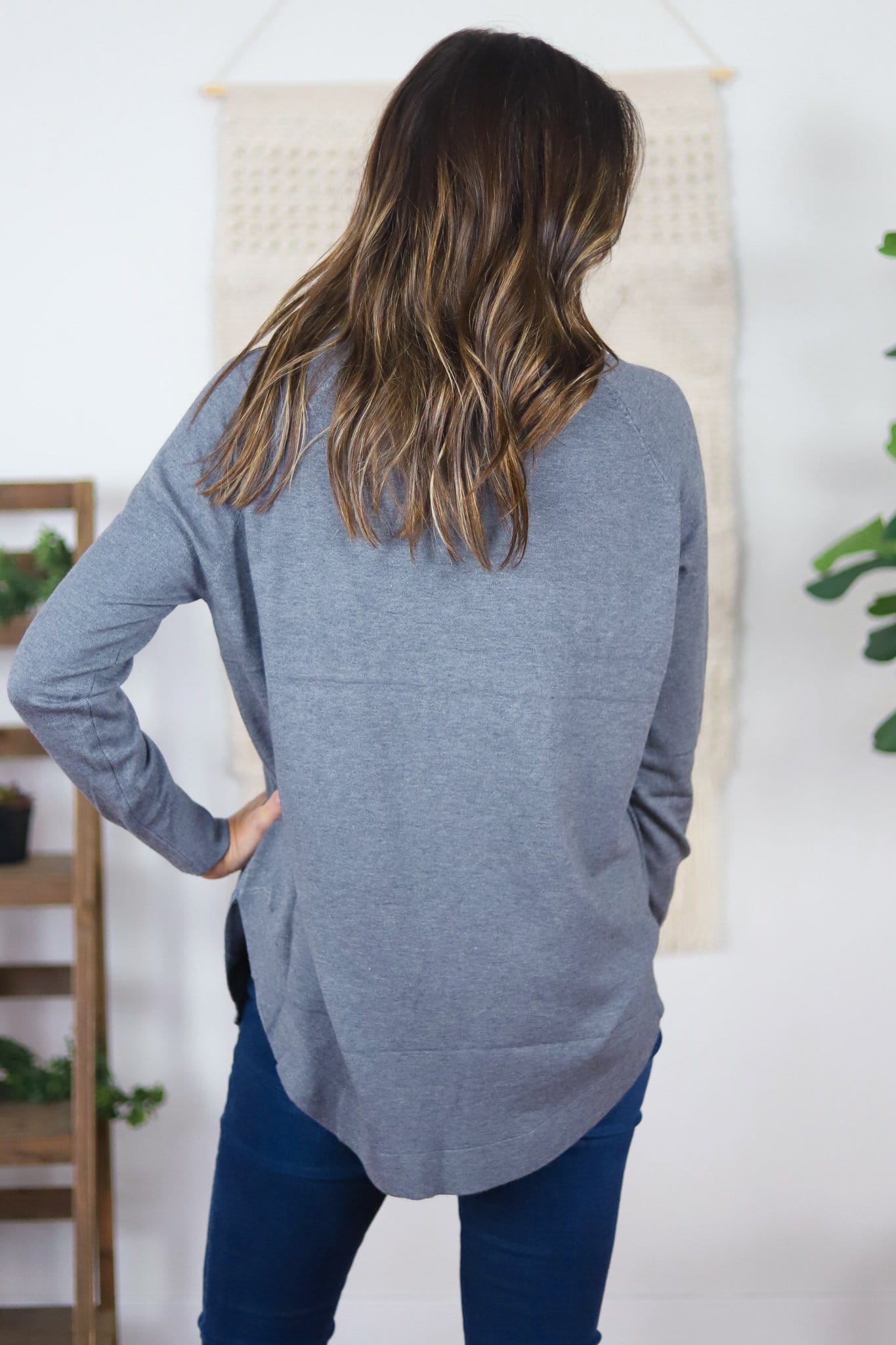 charcoal long sleeve sweater back