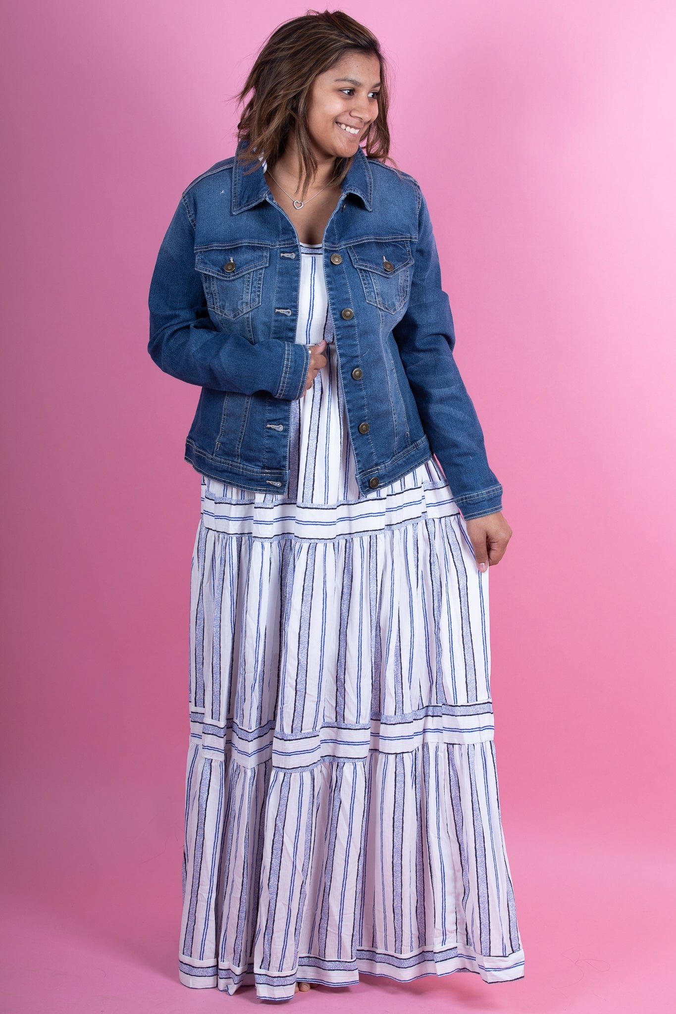 Nautical Stripe Tiered Maxi Dress