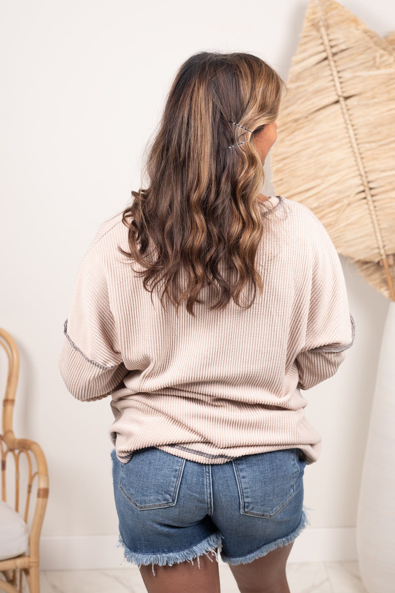 Taupe Lined Longsleeve Top